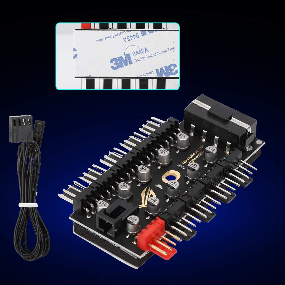 Hub de Ventilador de PC Wendry Negro con Placa Base de 10 Canales PWM