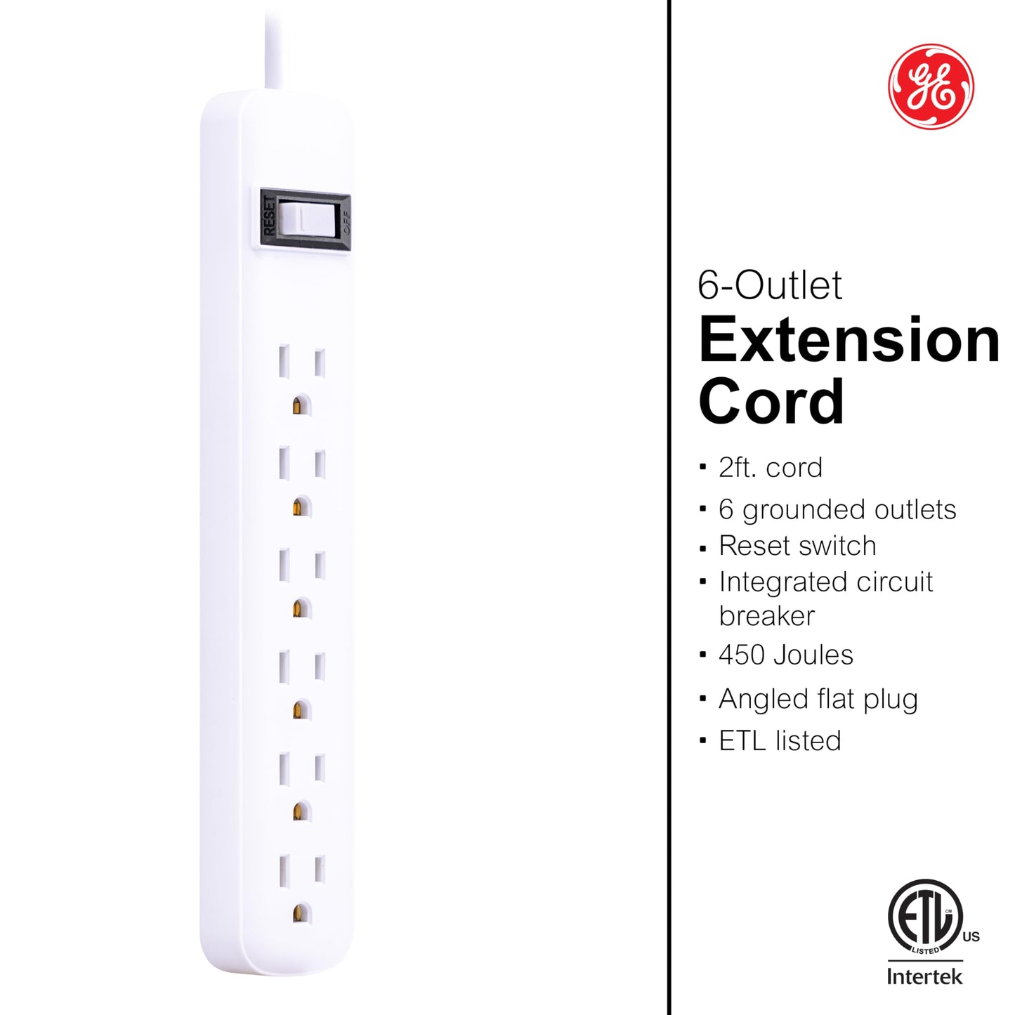 GE Protector de sobretensión, 6 Salidas 450 Jules Blanco