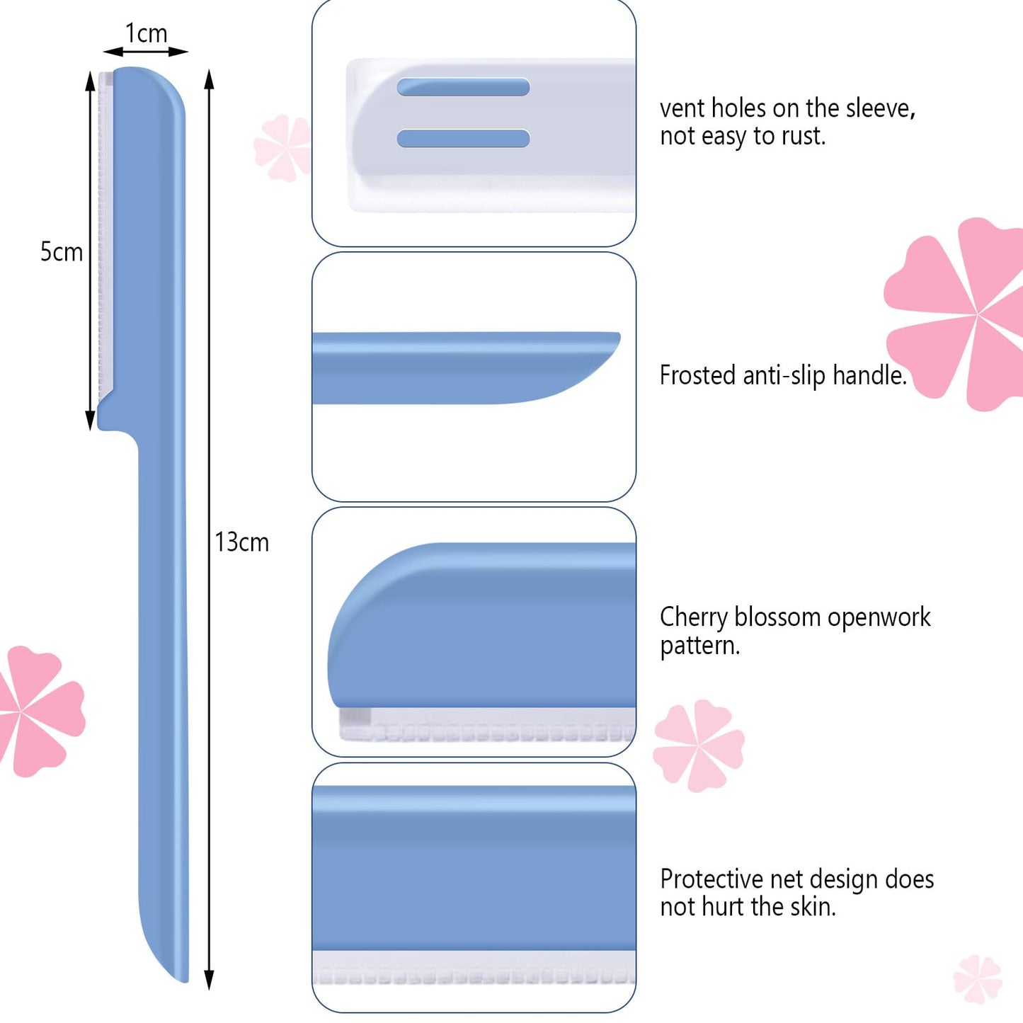 10 Maquinillas de Afeitar para Cejas para Mujer Maquinilla de Afeitar Facial Moldeador de Cejas Recortador de Cejas Herramienta de Modelado Dermaplaner con Cubierta (Rosa, Azul)