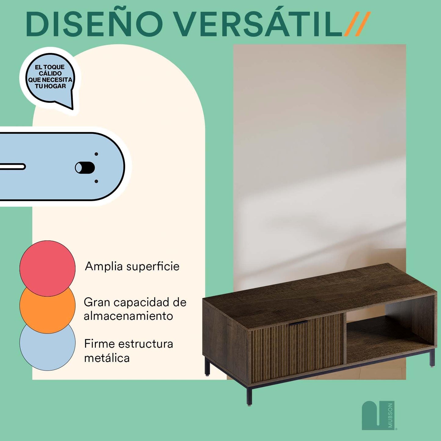 Mueble para TV MUBSON Niza Negro con 3 Compartimientos para Consolas