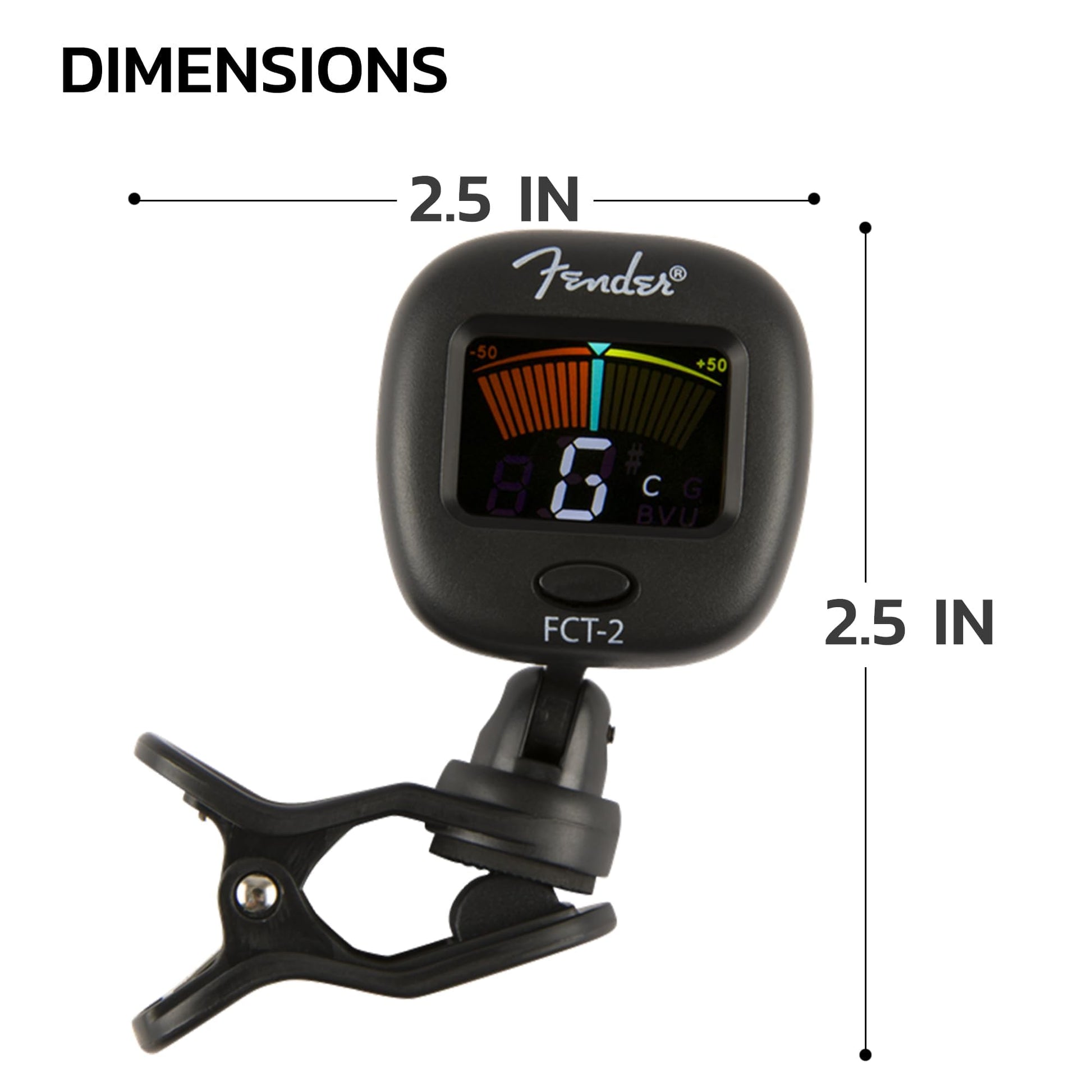 Fender FT-2 Pro Clip On Sintonizador con visualización en color para Guitarra Acústica, Guitarra eléctrica, ukelele, mandolina, violín,, Viola, Cello, mandola, de graves y Banjo
