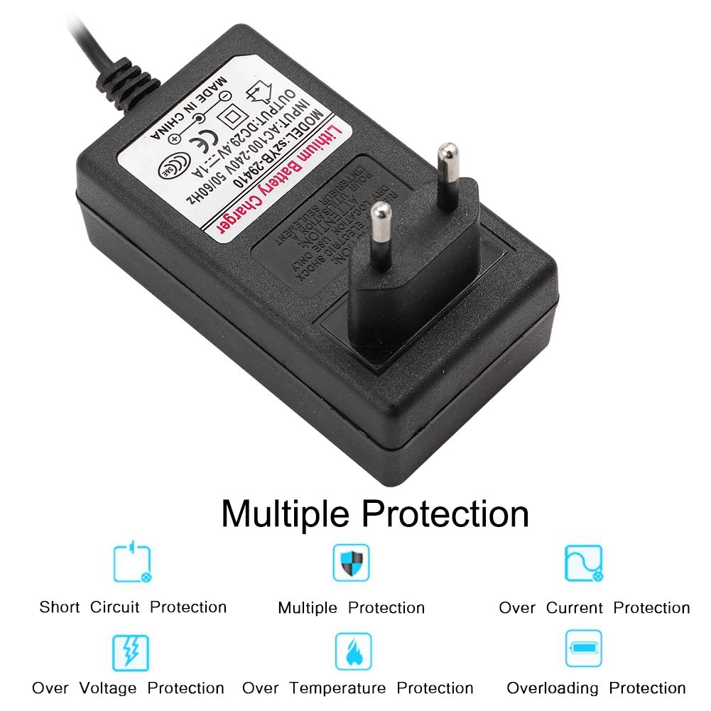 Bewinner 29.4V 1A Adaptador del Cargador Adaptador de Fuente de Alimentación para Smart Balance Car Scooter Indicador LED Adaptador de Corriente para Faros, Coches de Juguete,etc(EEUU pulg)