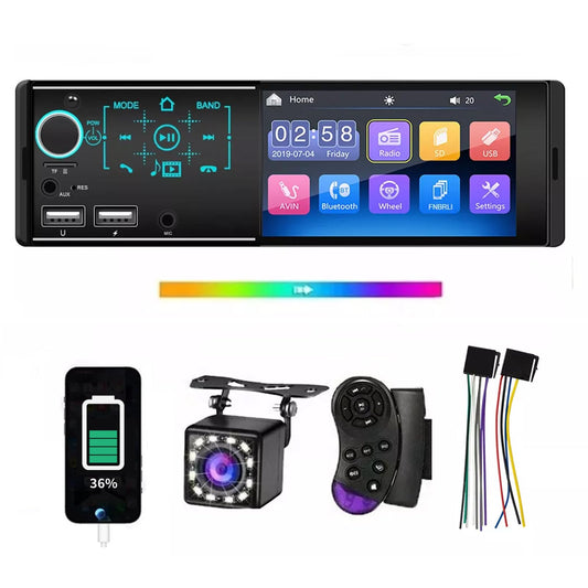 FINYQBET Autoestéreo Bluetooth de 4.1 Pulgadas, Reproductor MP5 con Pantalla HD, Llamadas Manos Libres, Carga Rápida USB y Control Desde Volante,para Viajes Seguros y Entretenimiento en el Auto