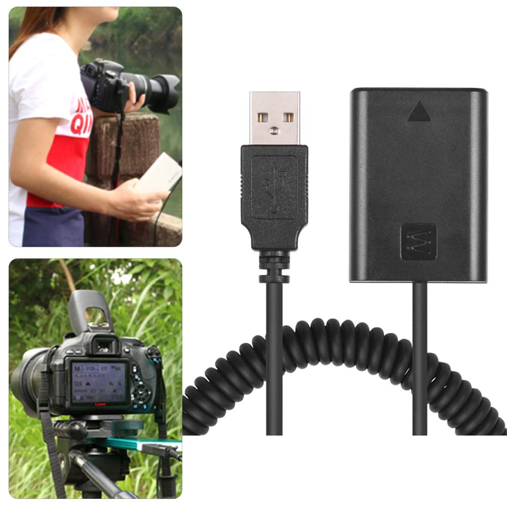 S erounder Adaptador de Fuente de alimentación USB a FW50 Adaptador de alimentación de decodificación Completa Batería Falsa para A7/A7II/A7R/A7S/A7RII
