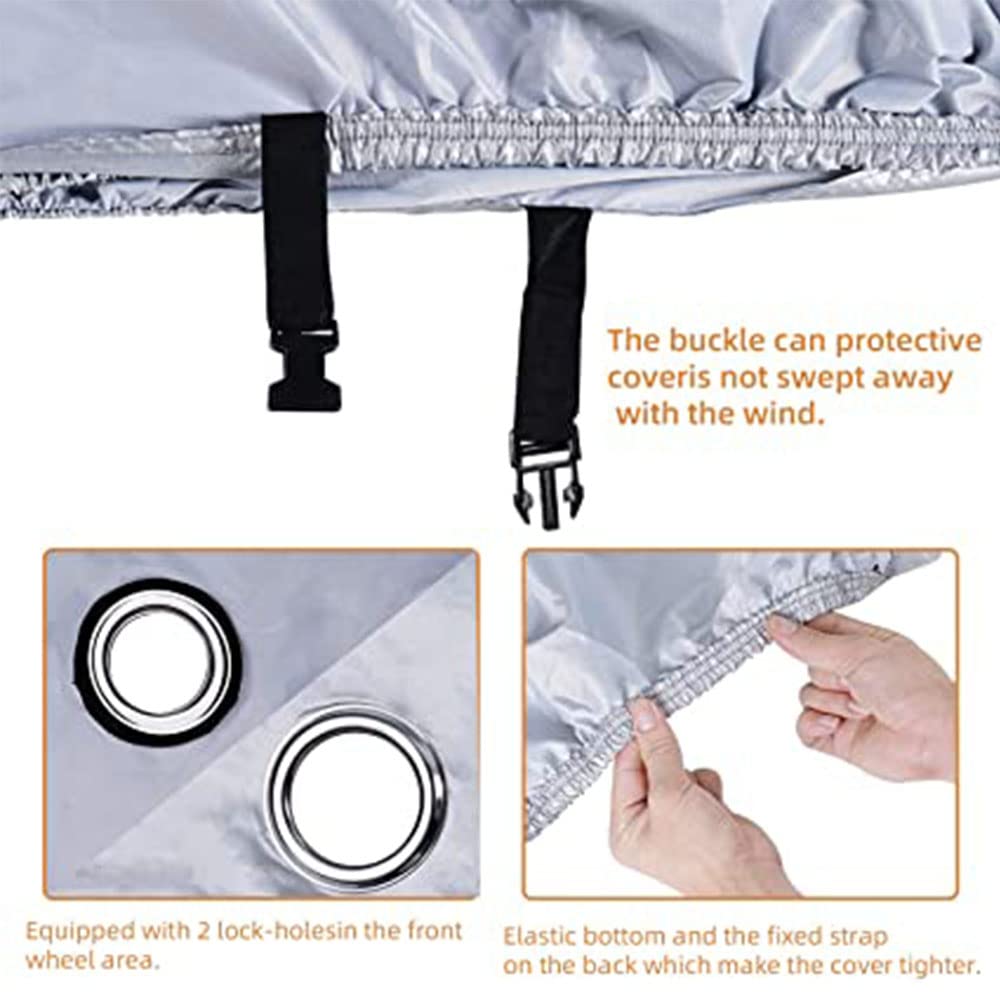 Biula, Funda para Moto, con Protección UV, Negro/Plata, 2XL