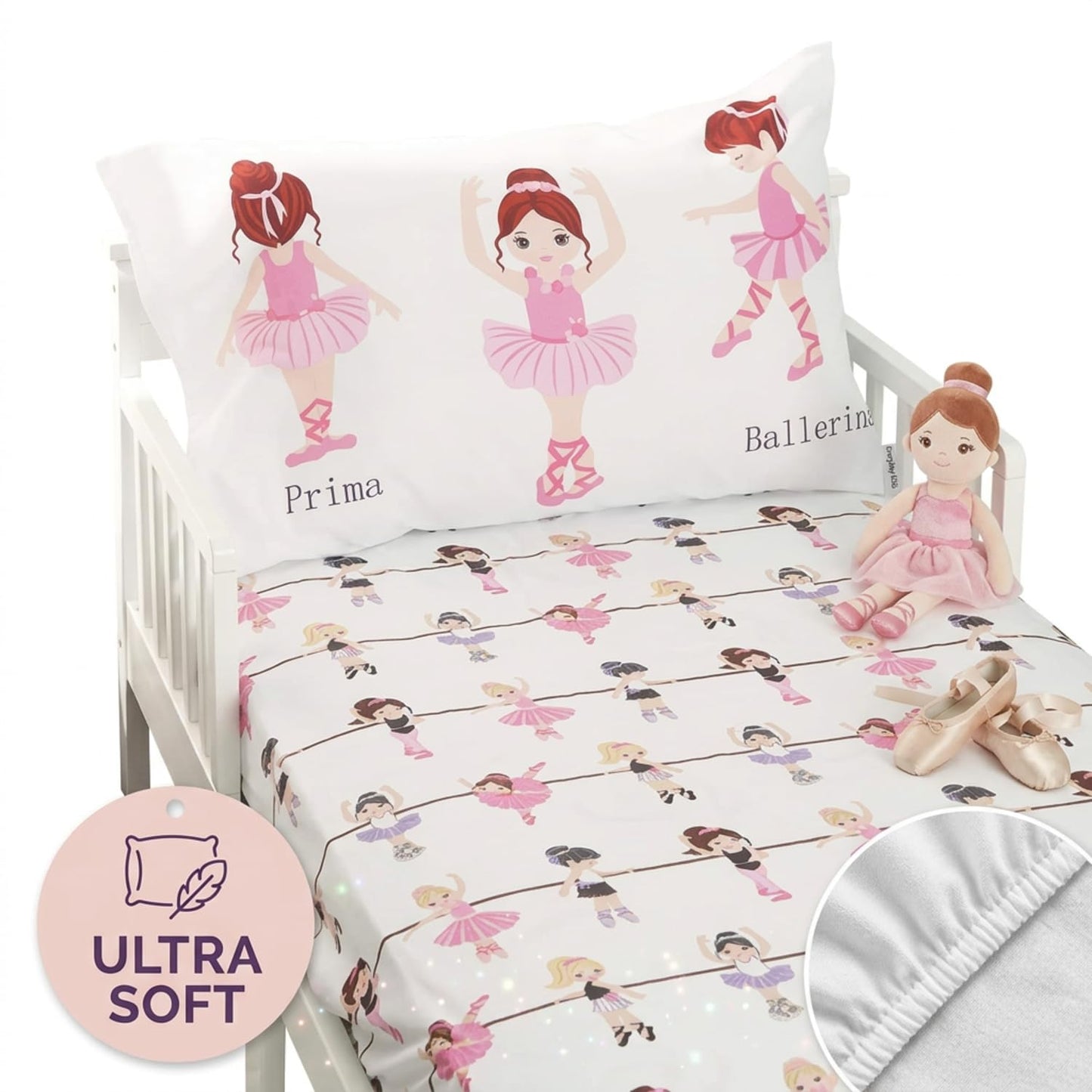 Everyday Kids - Juego de sábanas y fundas de almohada ajustables para niños pequeños, de microfibra suave, transpirable e hipoalergénica
