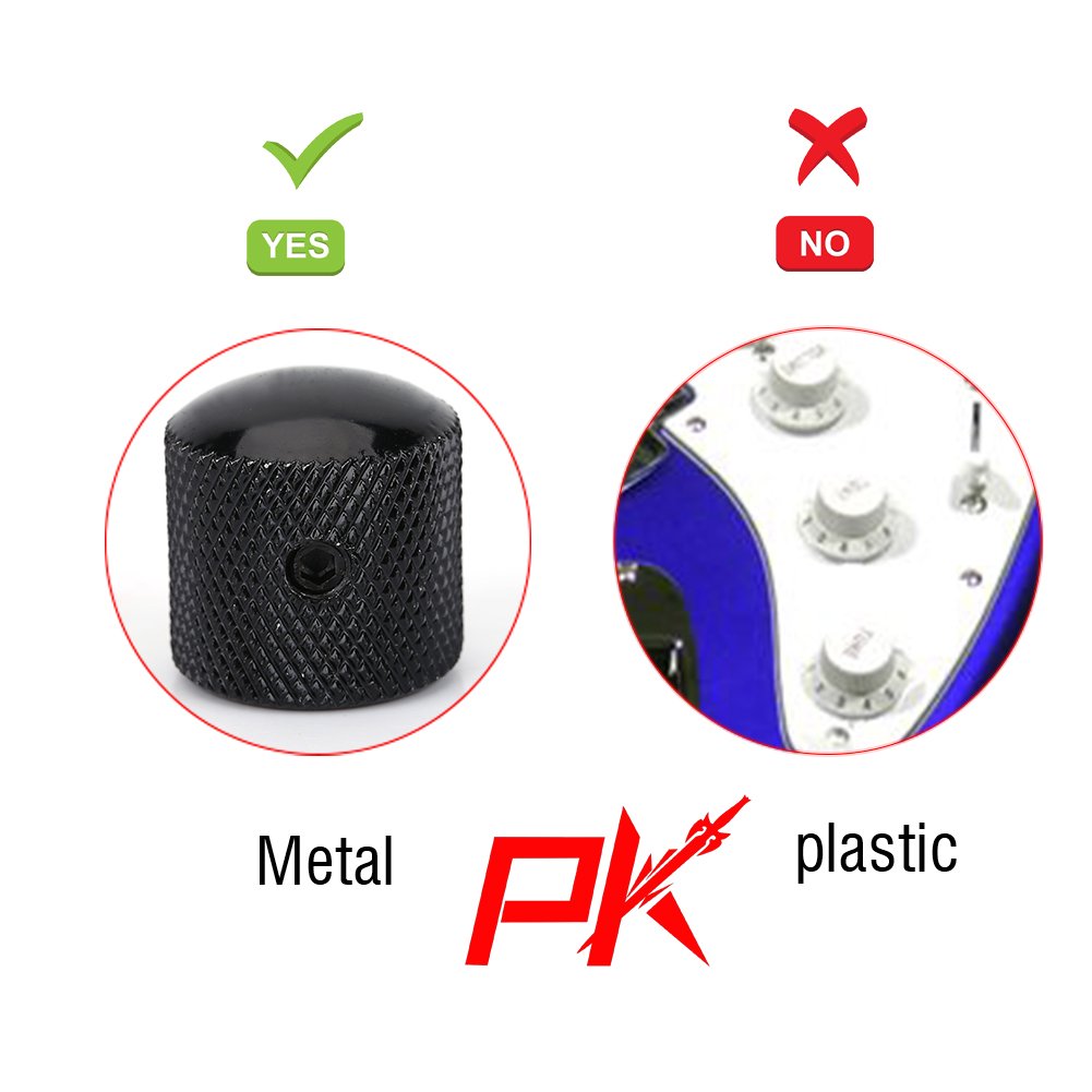 Bnineteenteam 4Pcs Guitar Dome Knob Control de Tono de Volumen Piezas de Repuesto con Llave Allen para bajo de Guitarra eléctrica Accesorios de Juego