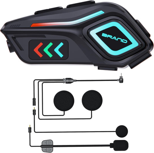 OBEST Auricular Bluetooth para Motocicleta con MicróFono, Micrófono Suave y Duro 2 en 1, Bluetooth 5.4 Intercomunicador, IPX8 a Prueba de Agua, Puede Conectar Dos Dispositivos Al Mismo Tiempo