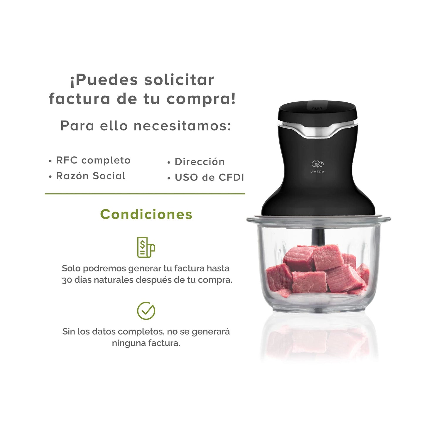 AVERA Procesador de Alimentos de Vidrio, (Pica, Licua, Ideal para Puré y Mezclar una Gran Variedad de Alimentos en Instantes) Food Processor Color Negro, PA02