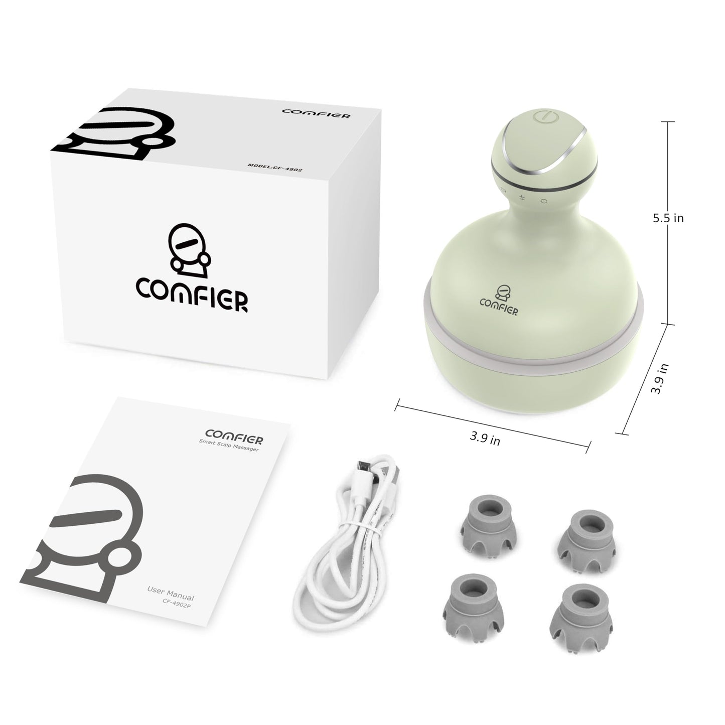 COMFIER Masajeador De Cuero Cabelludo, Rascador De Cabeza Eléctrico, Masajeador De Cabeza Portátil Para El Crecimiento Del Cabello Con 84 Nodos De Masaje De Silicona, Masajeador Dog&Cat, Rec