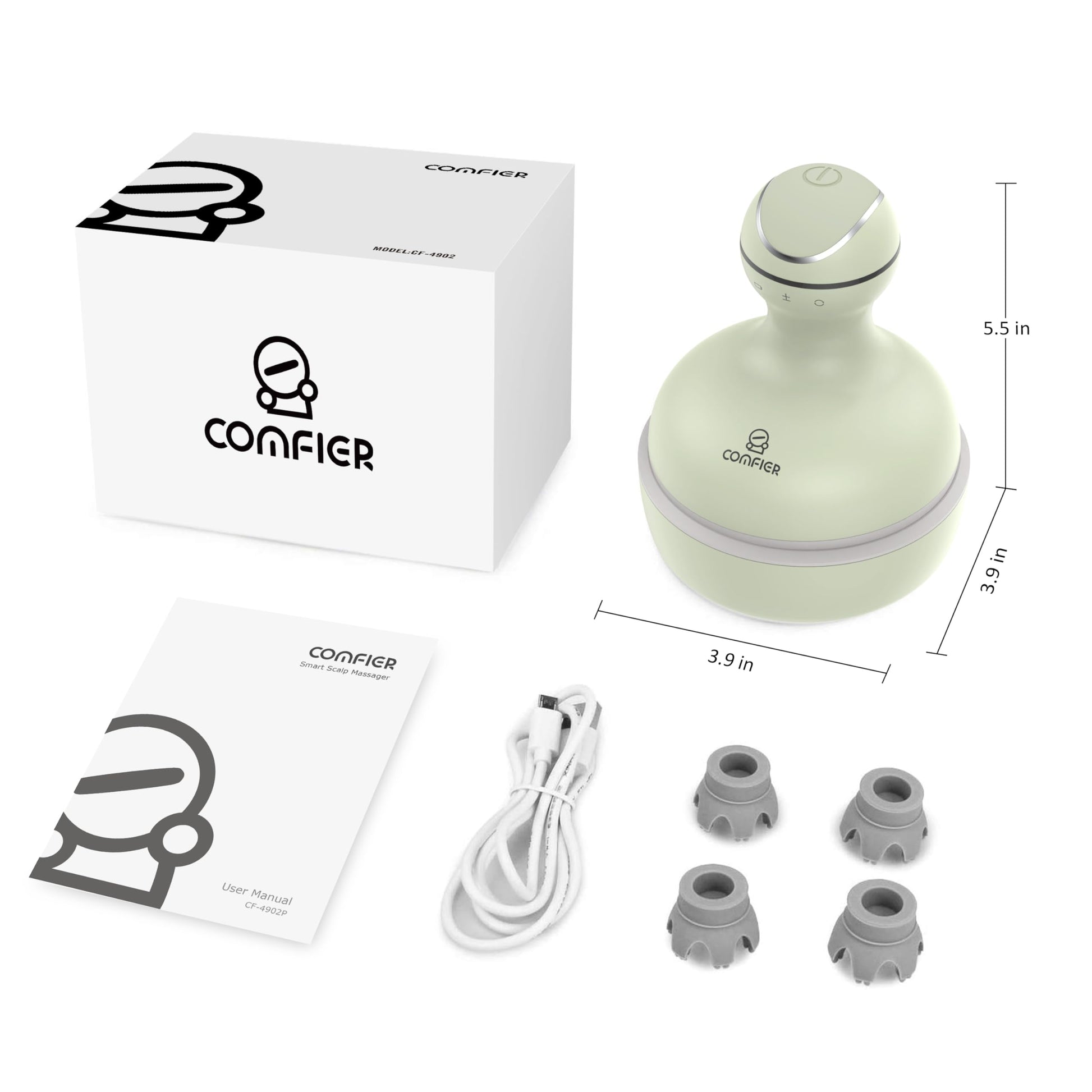 COMFIER Masajeador De Cuero Cabelludo, Rascador De Cabeza Eléctrico, Masajeador De Cabeza Portátil Para El Crecimiento Del Cabello Con 84 Nodos De Masaje De Silicona, Masajeador Dog&Cat, Rec