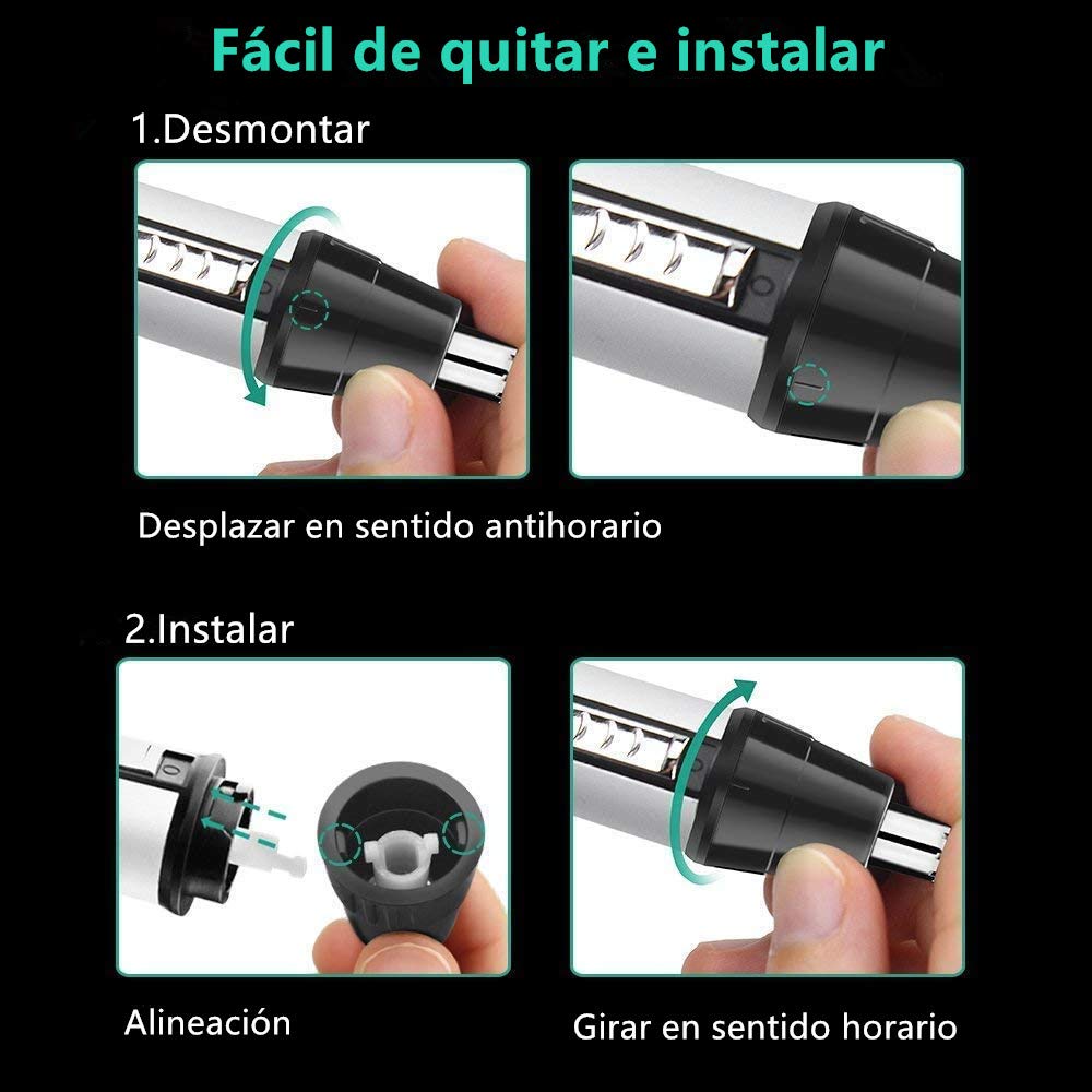 Cortapelos de Nariz, Juego del Recortadora Personal Impermeable de Acero Inoxidable 4 en 1, (Nariz, Orejas, Cejas y Bigote) Para Hombres y Mujeres