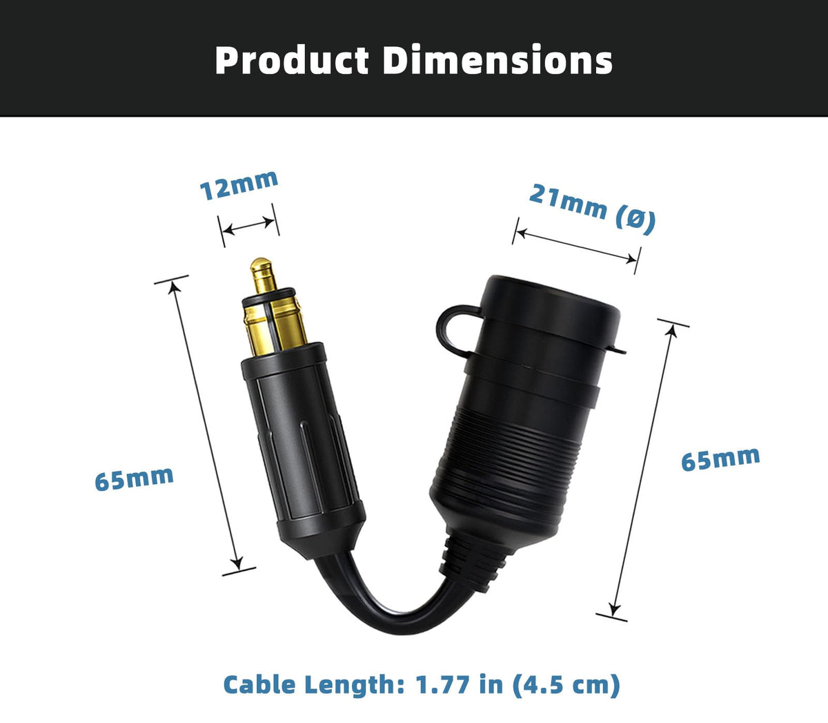 Adaptador Hella Cliff Top Negro Extensión de Cable de 4,5 cm