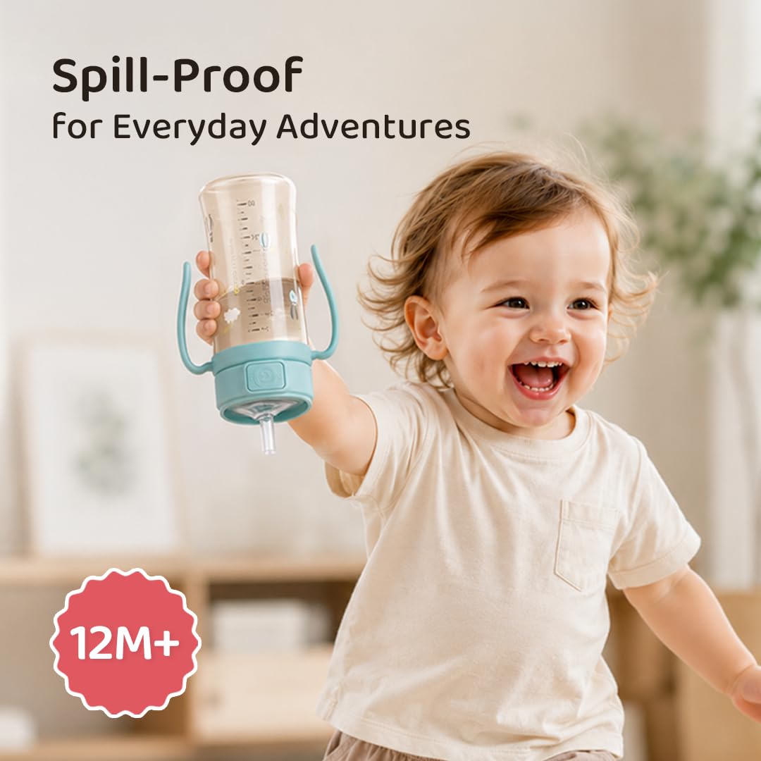 GROSMIMI x KNOTTED - Taza para beber a prueba de derrames, PPSU, sin BPA, etapa 2 para niños pequeños (oso de azúcar 6ox)
