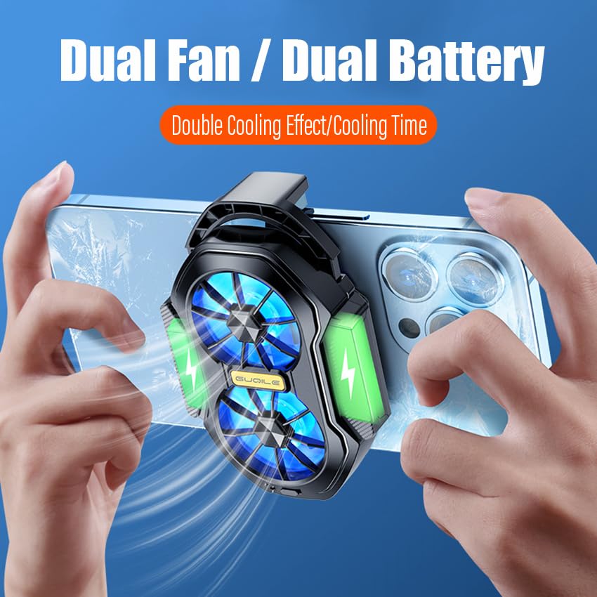 Enfriador de Teléfono Celular L2R2 con Ventilador de Refrigeración Doble y Batería Recargable para Smartphones iPhone Android