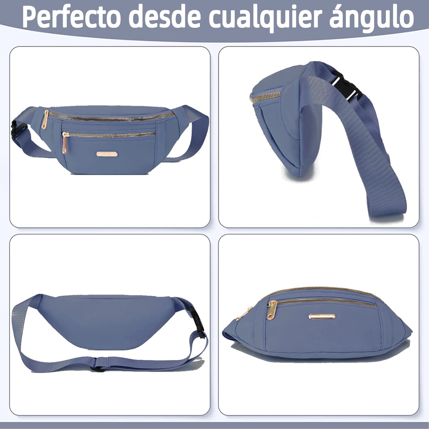 Cangurera PKDEF Negra Deportiva con Cinturón Impermeable Ajustable para Mujer