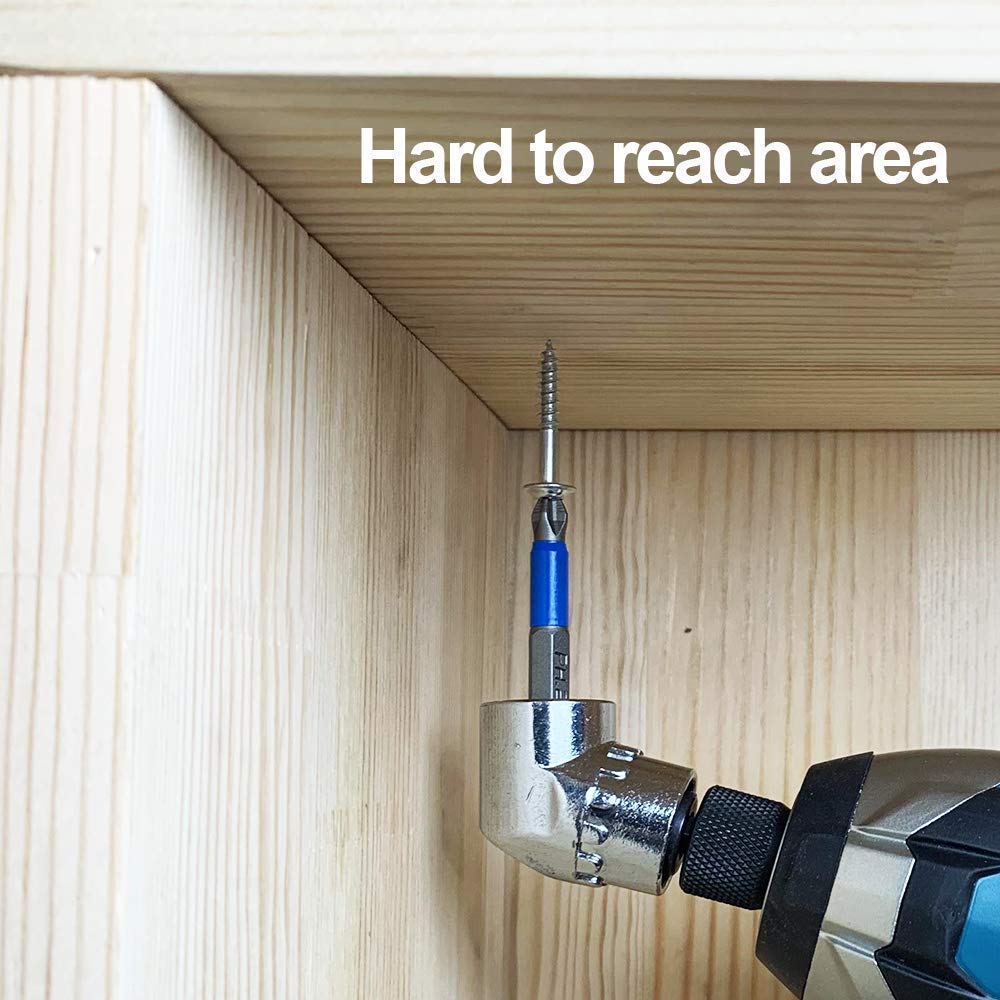 In-tool-home 105 Degree Right Angle Driver Drilling and Driving Power Screwdriver Drill Attachment with 1/4-inch Hex Quick Change Drive and Magnetic Bit Socket by in-tool-home