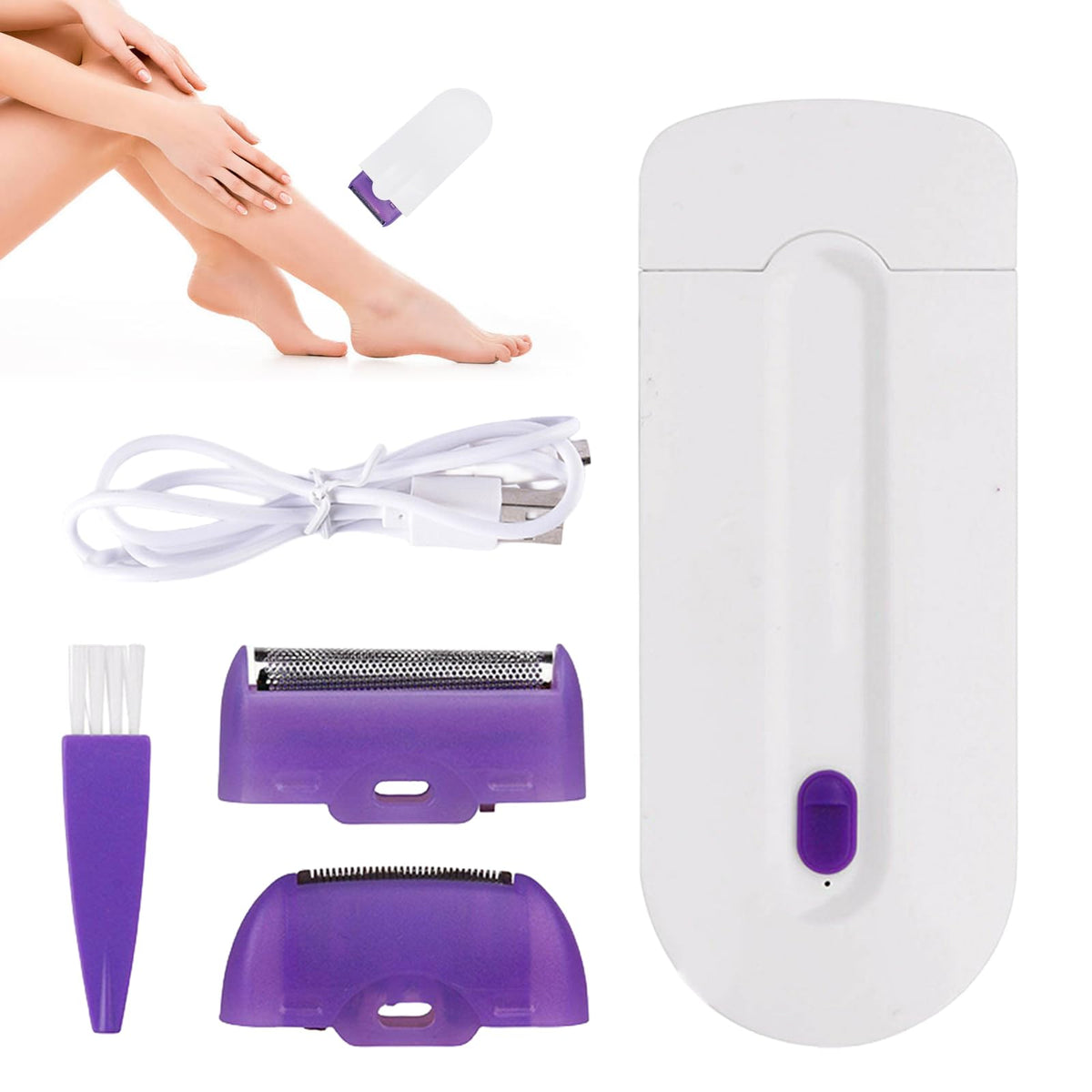 KAILIYA - Herramienta de eliminación de vello suave y sedosa, portátil, indolora, recargable, depiladora, suave al tacto, para quitar el cabello aplicable a cualquier parte del cuerpo de mujeres y