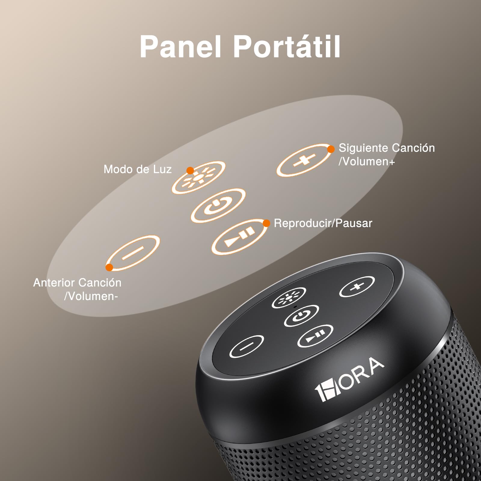 Bocina Bluetooth Portátil Hora Negro con Iluminación RGB y Emparejamiento TWS