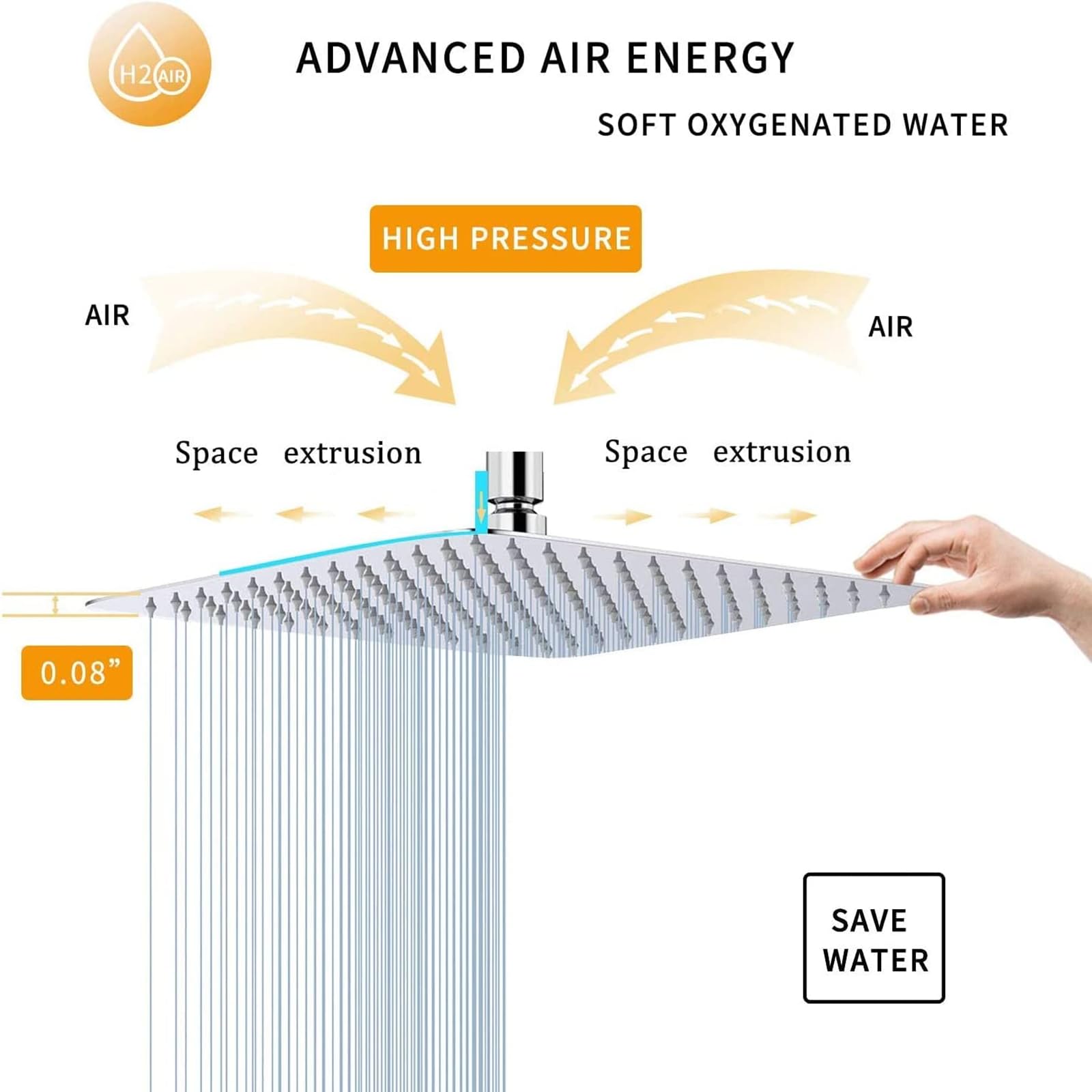 Sistema de Ducha TEKXDD Acero Inoxidable Alta Presión con Cabeza de Lluvia y Ducha de Mano