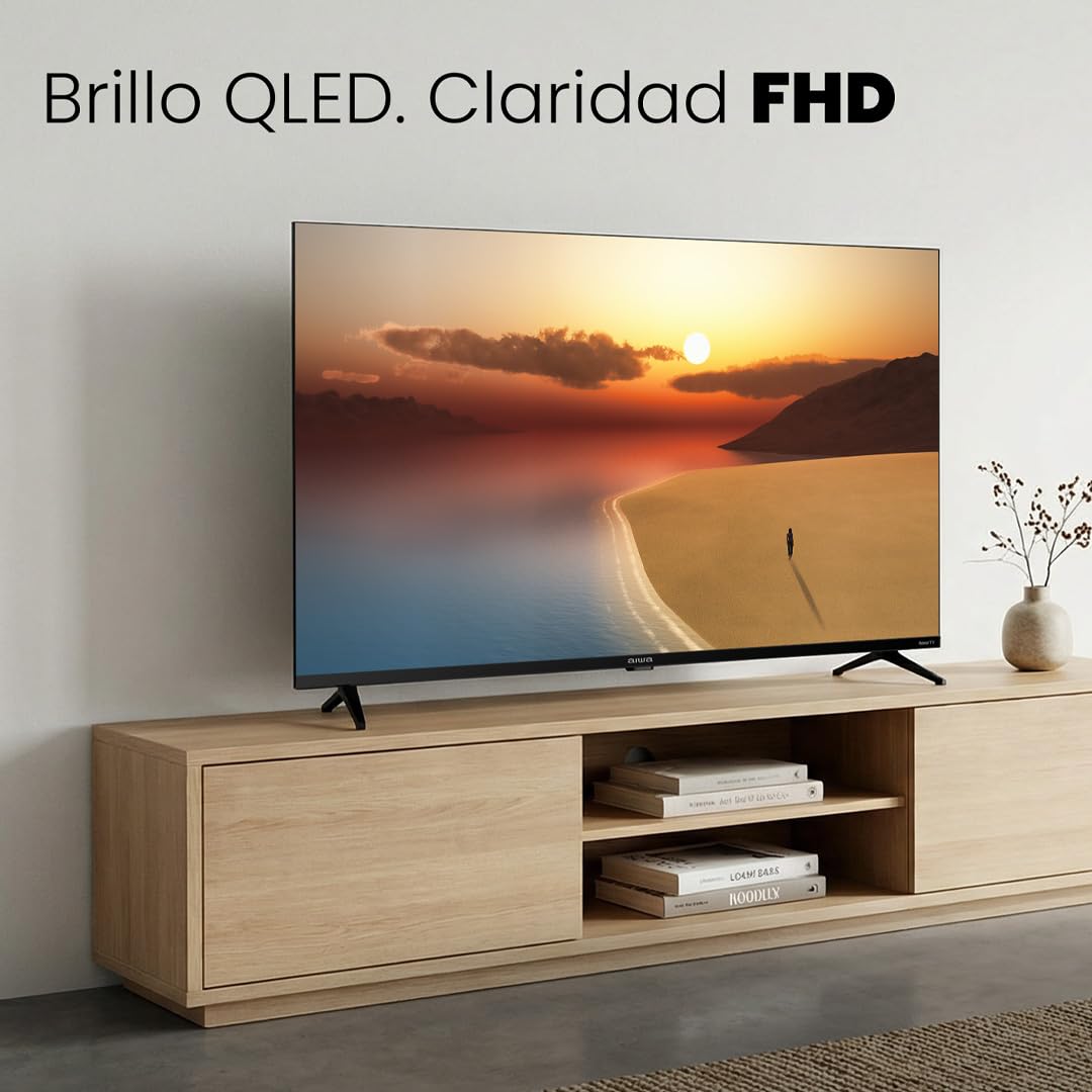 Aiwa Smart TV 40 Pulgadas Qled Full HD Roku TV AW40RKQ con Dolby Audio, WiFi, HDMI ARC, Compatible Alexa Google Airplay