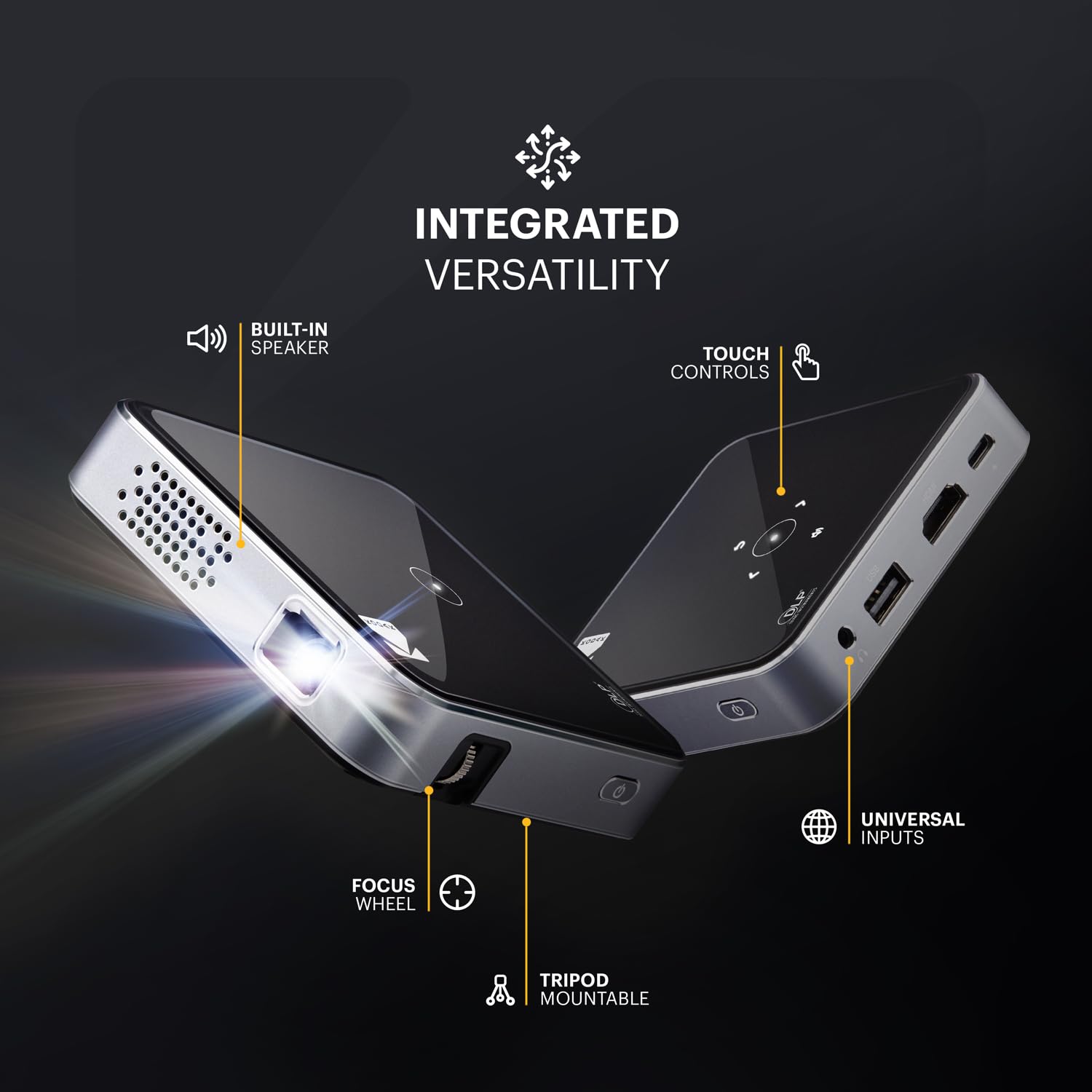 KODAK Ultra Mini Proyector portátil - 1080p HD Compatible con proyector Pico LED Negro DLP Recargable - visualización de 100 Pulgadas, Altavoz Integrado - HDMI, USB y Micro SD - Compatible con iPhone