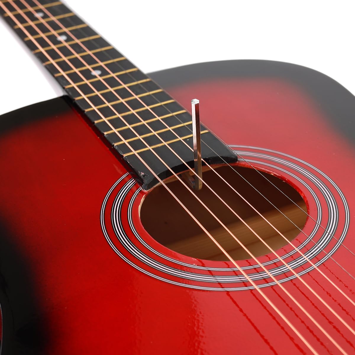 38 inch Electroacústica Guitarra Guitarra acustica con Afinadores,Correas,Cuerdas para Instrumentos,Plumillas,Cable amplificador guitarra,soul,Fundas para Guitarras 3/4 (Red)