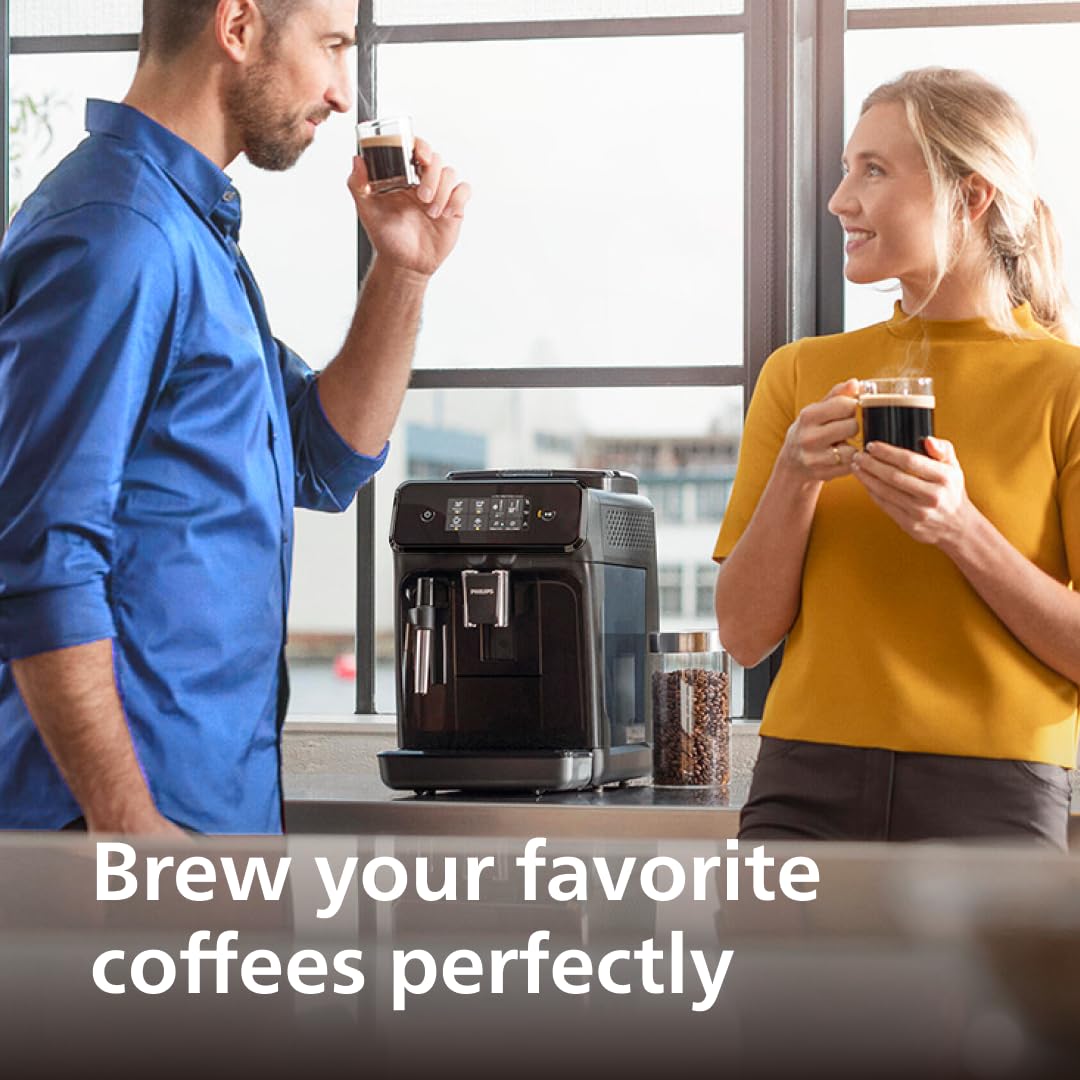 Máquina de Espresso Philips Super Automática Negro con Molino Integrado Serie 1200 y Espumador de Leche