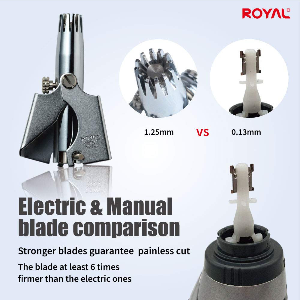 Rey - Cortadora de pelo de nariz para hombre "Birdie", manual, sin batería, impermeable, sin dolor, con doce cuchillas de doble filo, mecanismo patentado ET-4