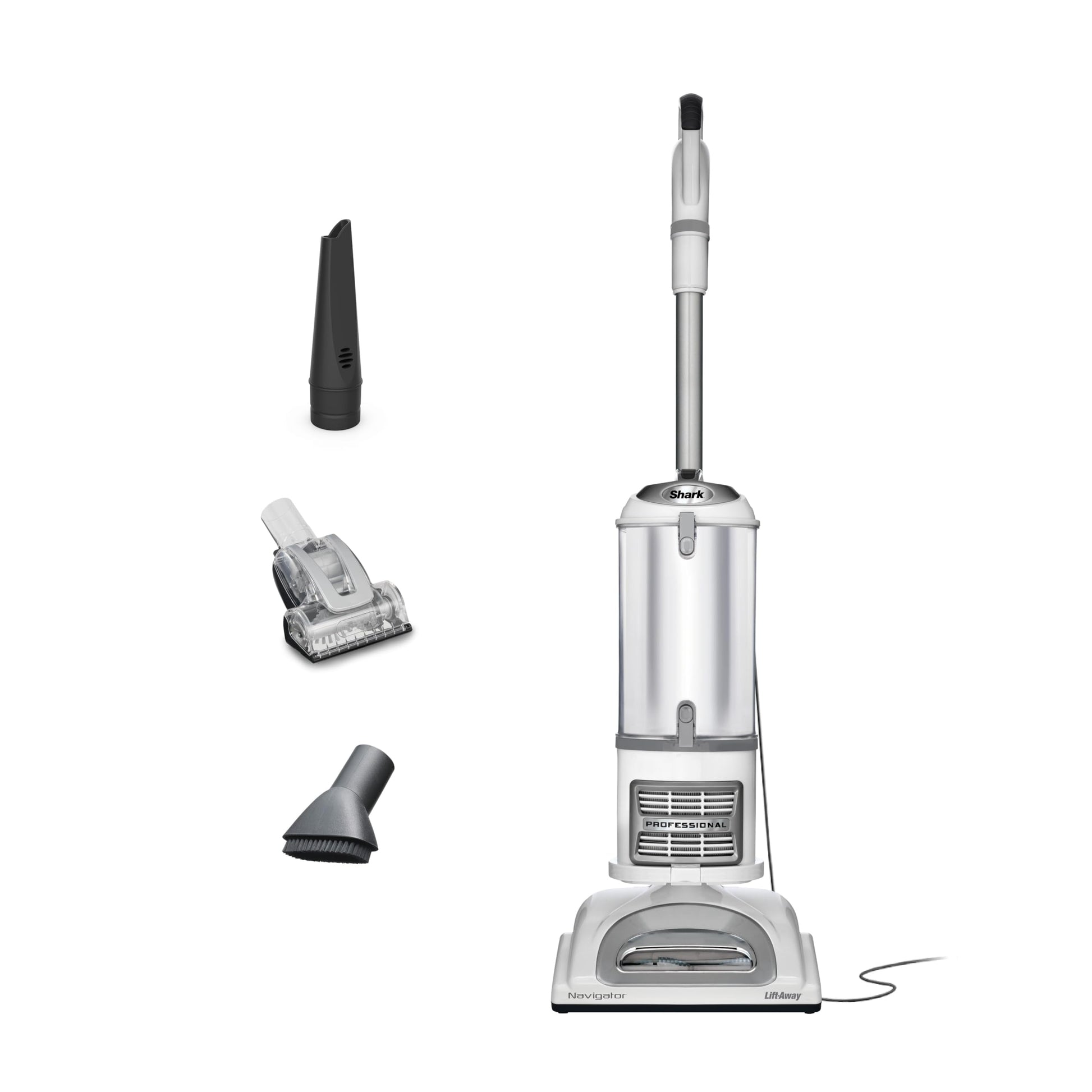 Shark NV356E S2 Navigator Lift-Away Aspiradora vertical profesional con cepillo para mascotas y herramienta para hendiduras, color blanco/plateado