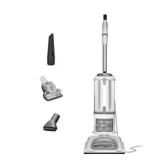 Shark NV356E S2 Navigator Lift-Away Aspiradora vertical profesional con cepillo para mascotas y herramienta para hendiduras, color blanco/plateado