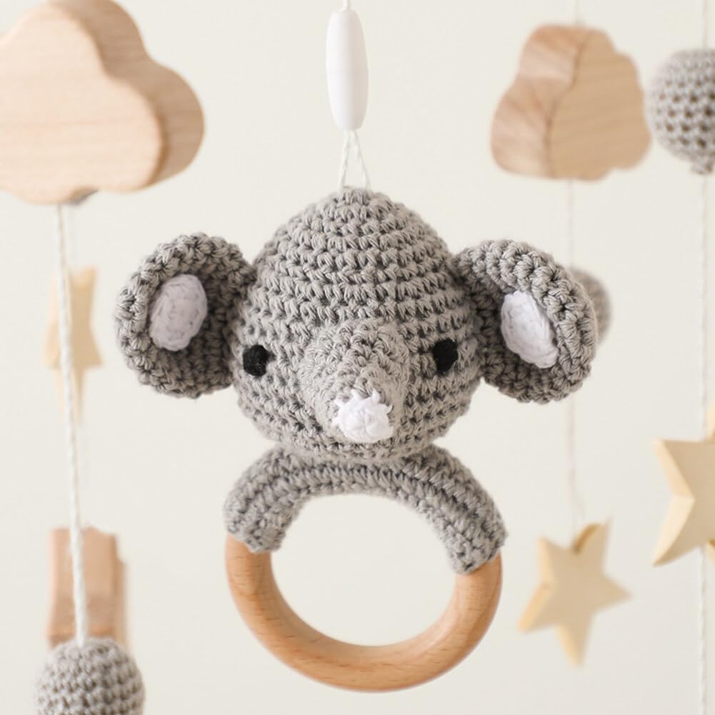 Decoración de guardería para cuna móvil para cuna – Elefante móvil Boho decoración de guardería – Móvil para moisés – Colgante para guardería y decoración de techo