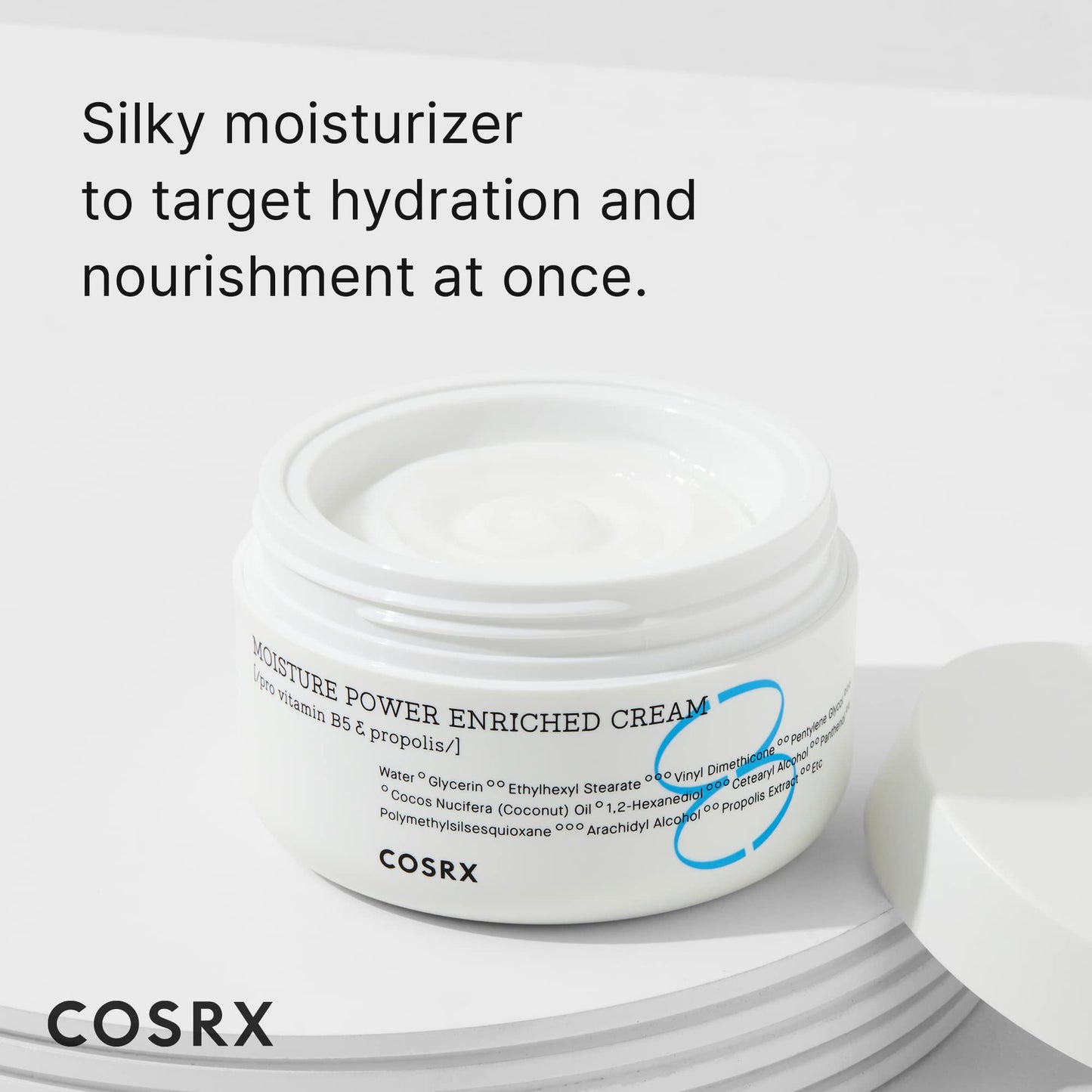 COSRX Hydrium Moisture Power - Crema enriquecida de 50 ml, propóleo, crema de terciopelo centella, cuidado de la piel coreana, sin pruebas en animales, sin parabenos