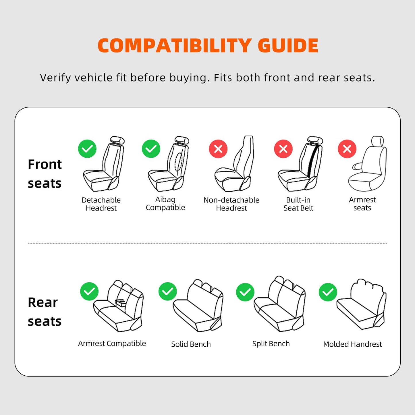 KEYOOG - Juego completo de fundas de asiento de coche de 5 plazas, impermeables y transpirables de cuero Nappa, para asientos delanteros y traseros de automóviles, compatible con airbags, fundas
