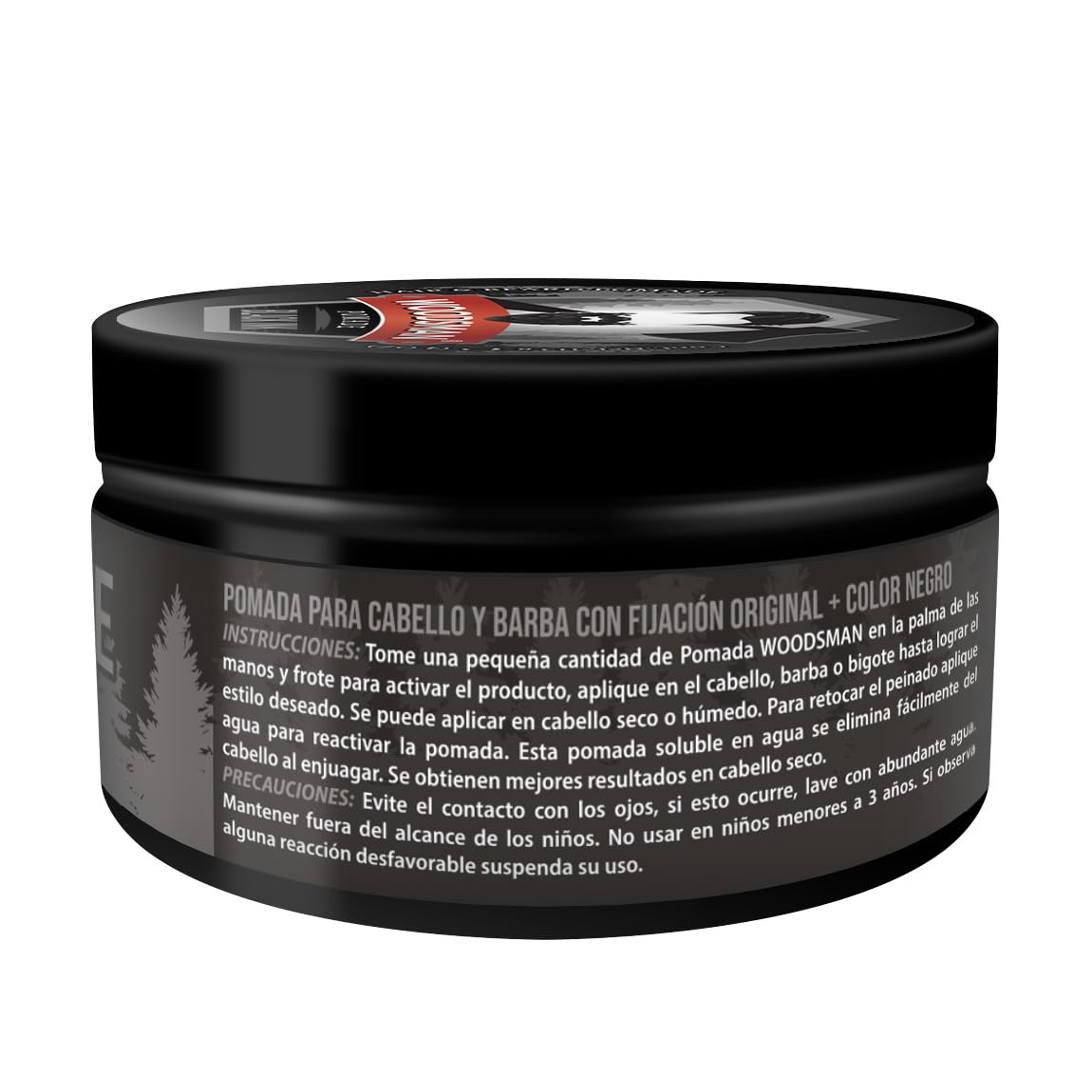 Woodsman - Pomada Negra Para Cabello Y Barba Cubre Canas, Matiza y Da Intensidad al Cabello Negro 113g
