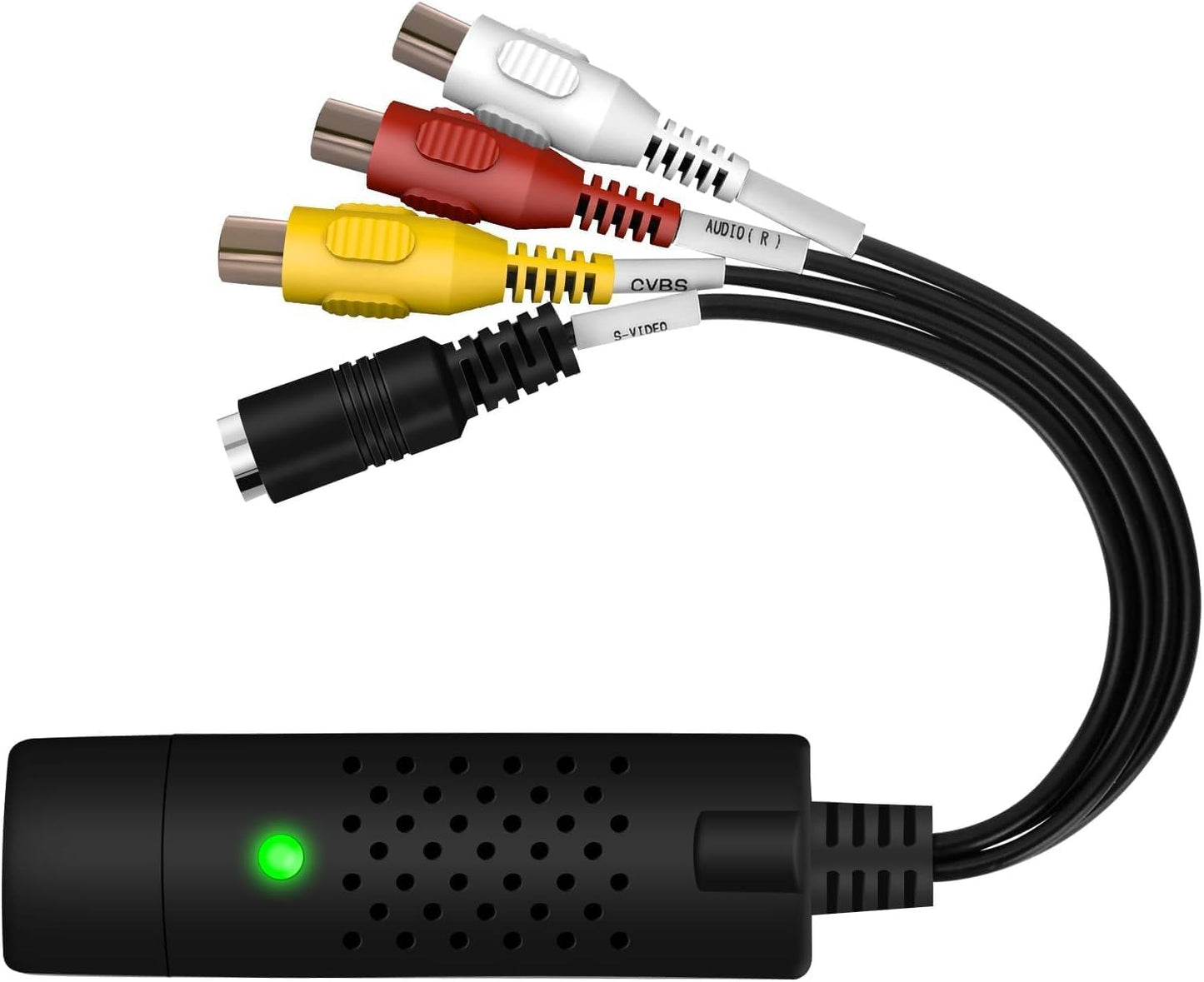Convertidor VHS a Digital, convertidor de Audio RCA a USB, Tarjeta de Captura de Video USB 2.0, Convierte VHS a Digital de VHSVCR Mini DV Hi8 DVD para Mac/PC, Negro, BR116