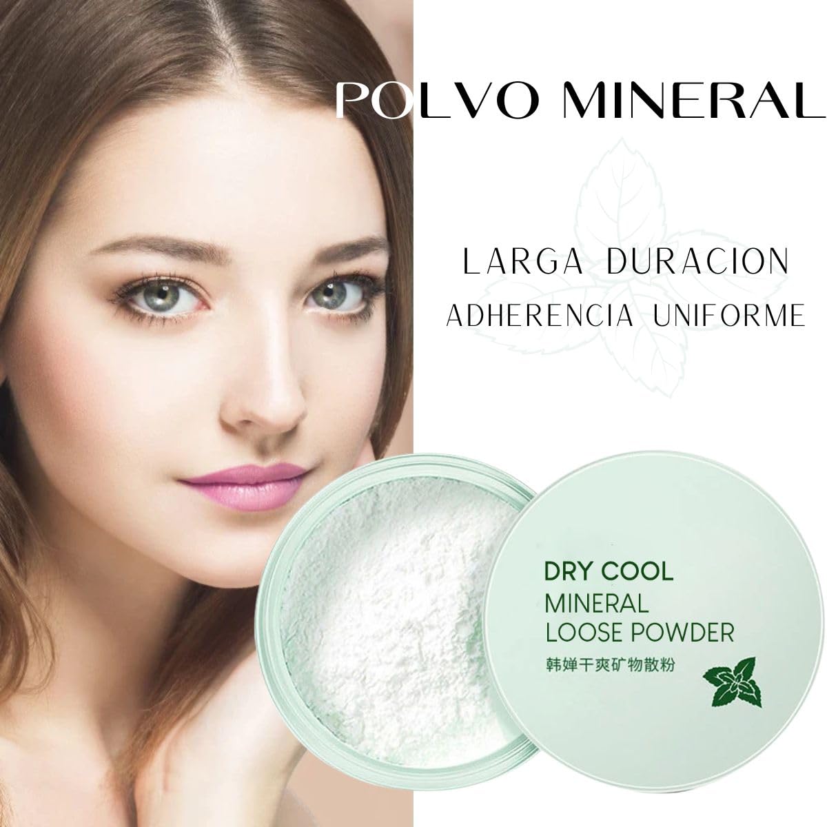 UNIVERSOENLÍNEA.COM | Polvo Mineral Suelto No-Sebum Control de Aceite con Extracto de Menta + Esponja Puff de Regalo | Fijador Ligero, Acabado Mate y Natural