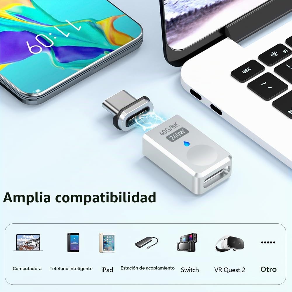 Adaptador Magnético USB C SHEEAST 240W 24 Pines para Steam Deck MacBook Pro iPad Pro Teléfonos