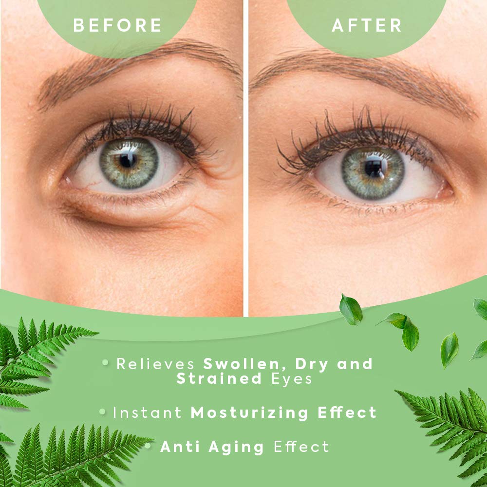 FORTIVO Parches de gel para ojos de té verde, parches de gel para ojos de té verde, máscaras para ojeras y hinchazón, máscara de colágeno para ojos debajo de los ojos, máscara de gel para ojos hinchados, ojeras, tratamiento de ojos para mujeres
