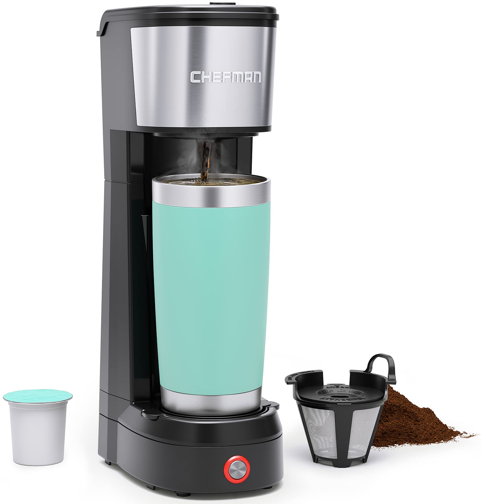 Chefman InstaCoffee Max, la forma más fácil de preparar el café de una sola porción más audaz, utilizar molidos frescos y sabrosos o tazas K