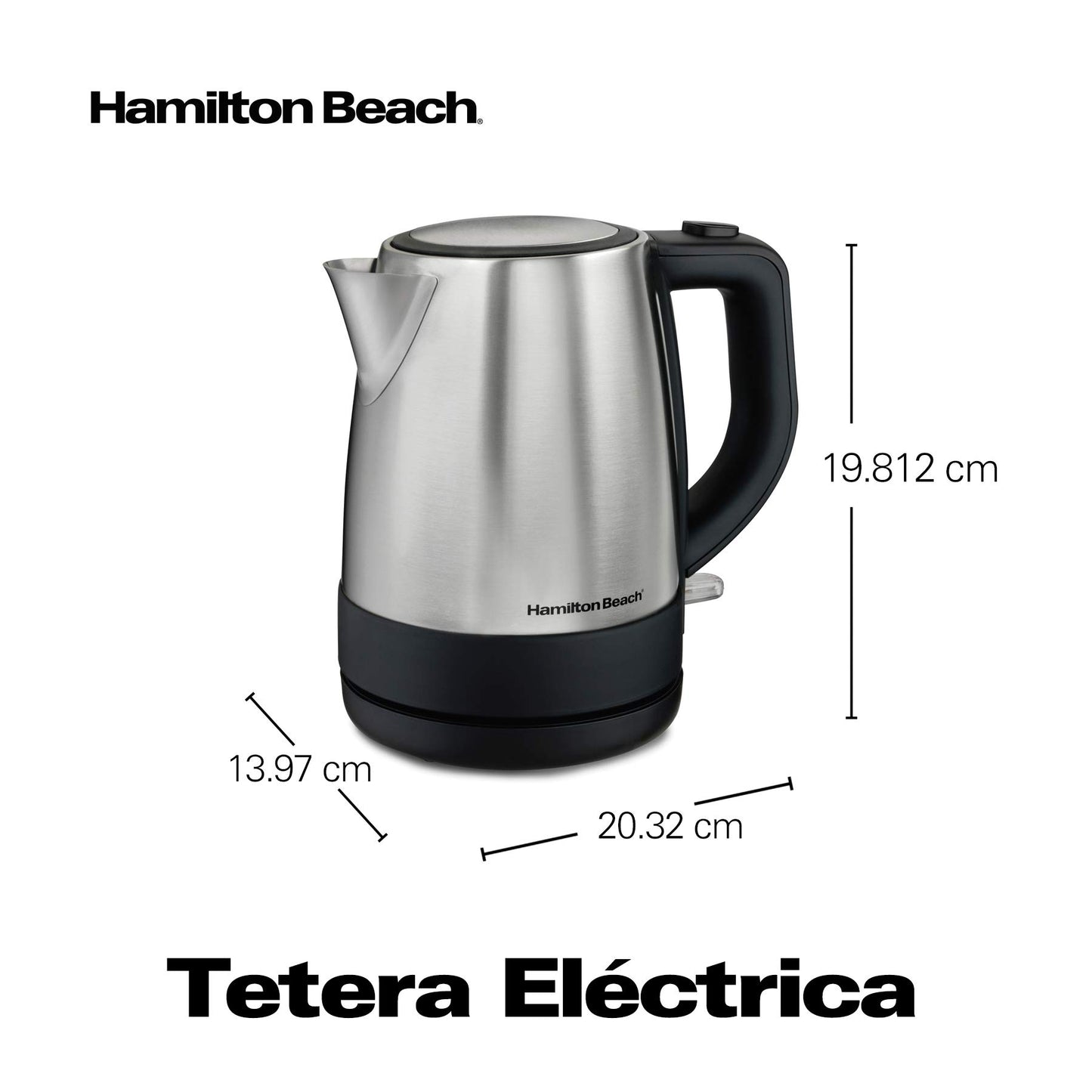 Hamilton Beach Tetera Eléctrica de 1 Litro/Hervidor de Agua Eléctrico, Fácil Vertido, Acero Inoxidable (40998)