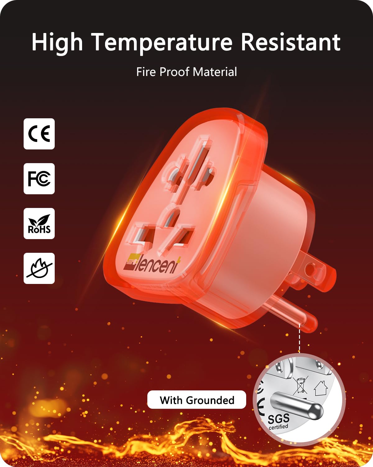 LENCENT 2X Adaptador de Enchufe del Mundo a los EE. UU., Convierte Enchufe de Europa/Reino Unido/Australia/China en Enchufe Americano