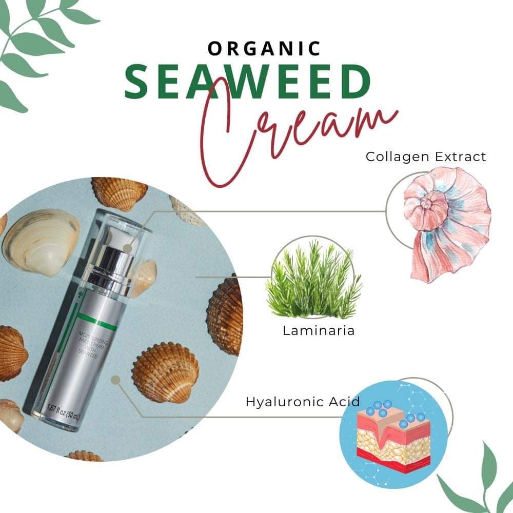Crema Hidratante de Algas Marinas con Colágeno y Aceites Hidratantes | Crema hidratante antiinflamatoria | Mejora la microcirculación de la piel | Hidratante Oil Control con algas