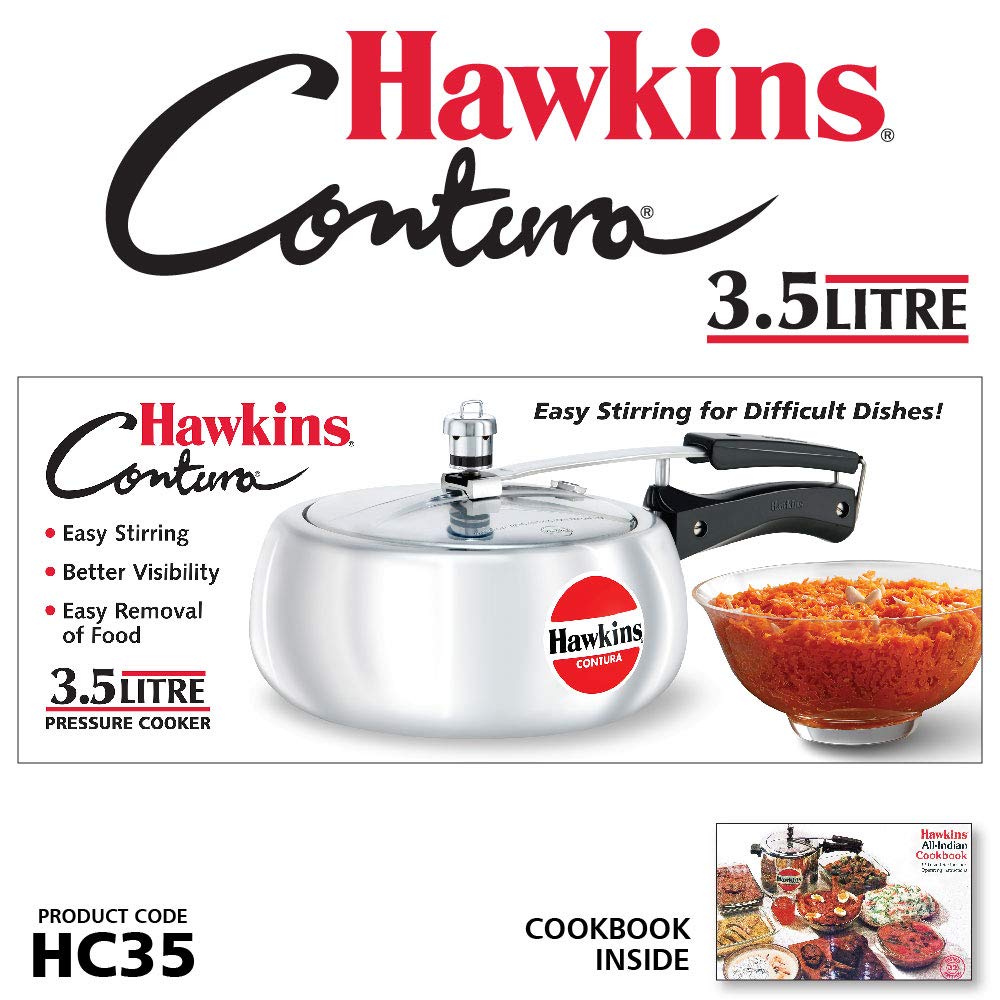 Hawkins HC35 Contura 3.5-Liter Pressure Cooker, Small, Silver
