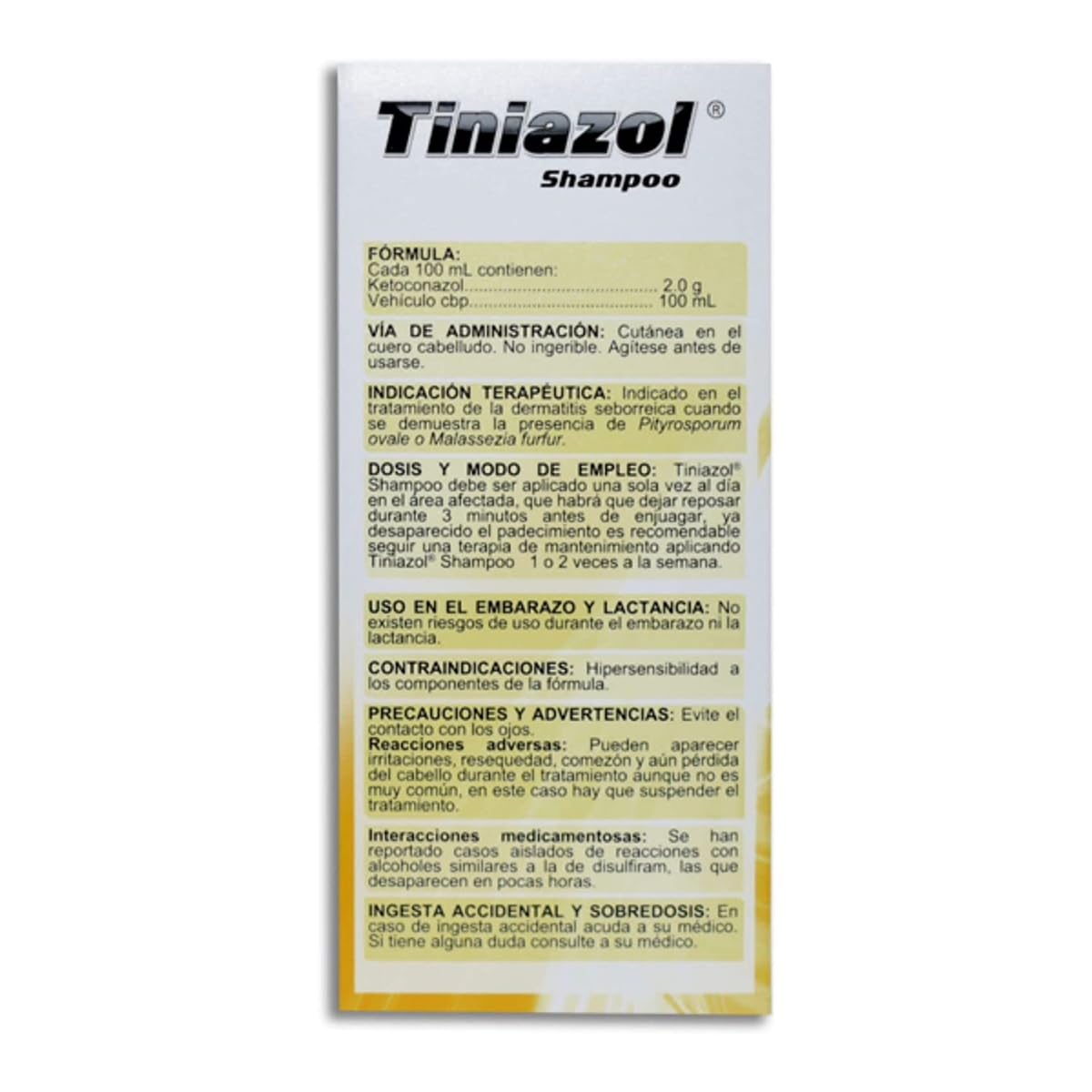 Tiniazol Ketoconazol Shampoo 2 g / 100 Botella con 120 mL Shampoo para la Caspa Seborrea Alopecia Dermatológico MD Liferpal Laboratorios Pack (2)