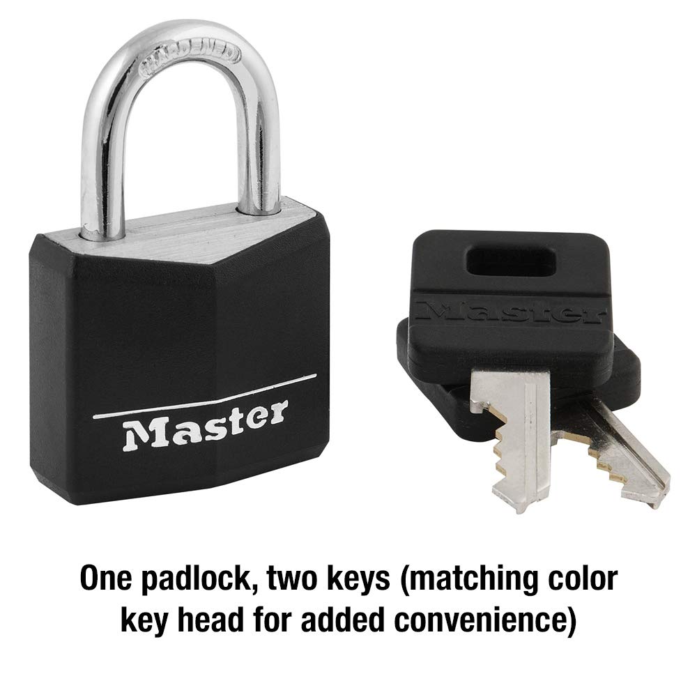 Candado con Llave Master Lock Negro de Aluminio Cubierto 1 Paquete