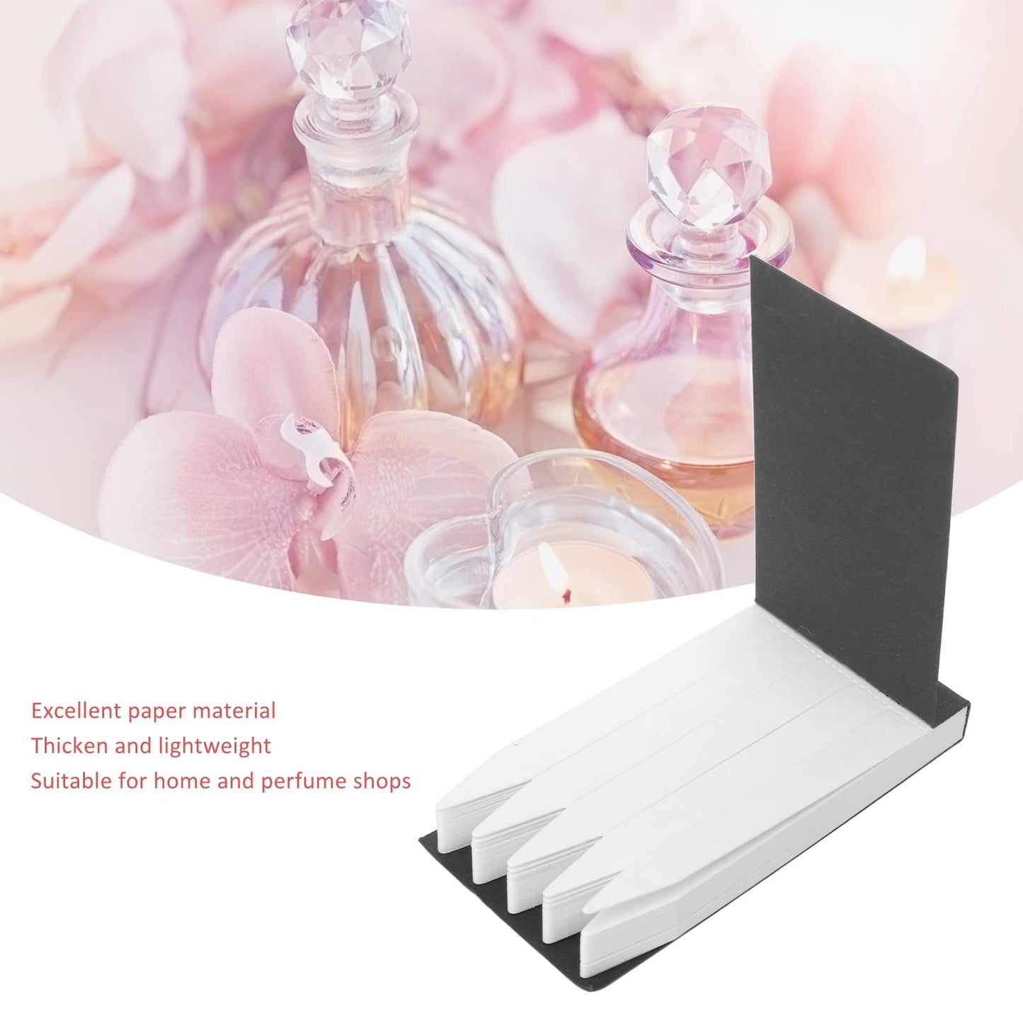 Papel de Prueba de Fragancias para Perfume: Pack de 100 Tiras con Cubierta Negra