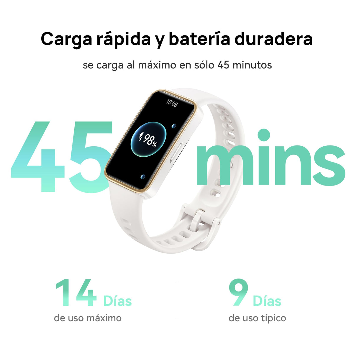 Smartwatch HUAWEI Band 9 Blanco con Pantalla AMOLED Ajustable y Batería de Larga Duración
