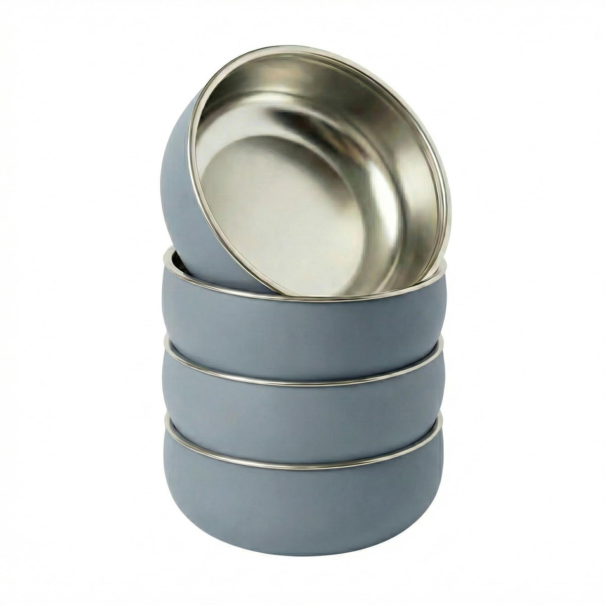 Monkey Proof™ - tazón para niños de acero inoxidable no tóxico de 5 pulgadas con carcasa de silicona antideslizante, (juego de 4 tazones) irrompible, sin desorden para bebés, niños pequeños, sin BPA