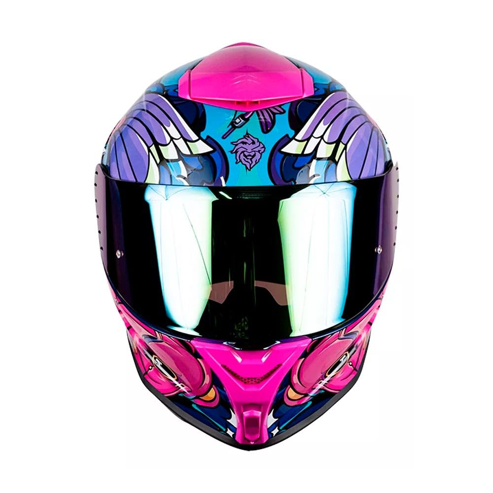KOV Casco Buster KOI Rosa Deportivo AERODINAMICO para Moto Certificado Dot (L)
